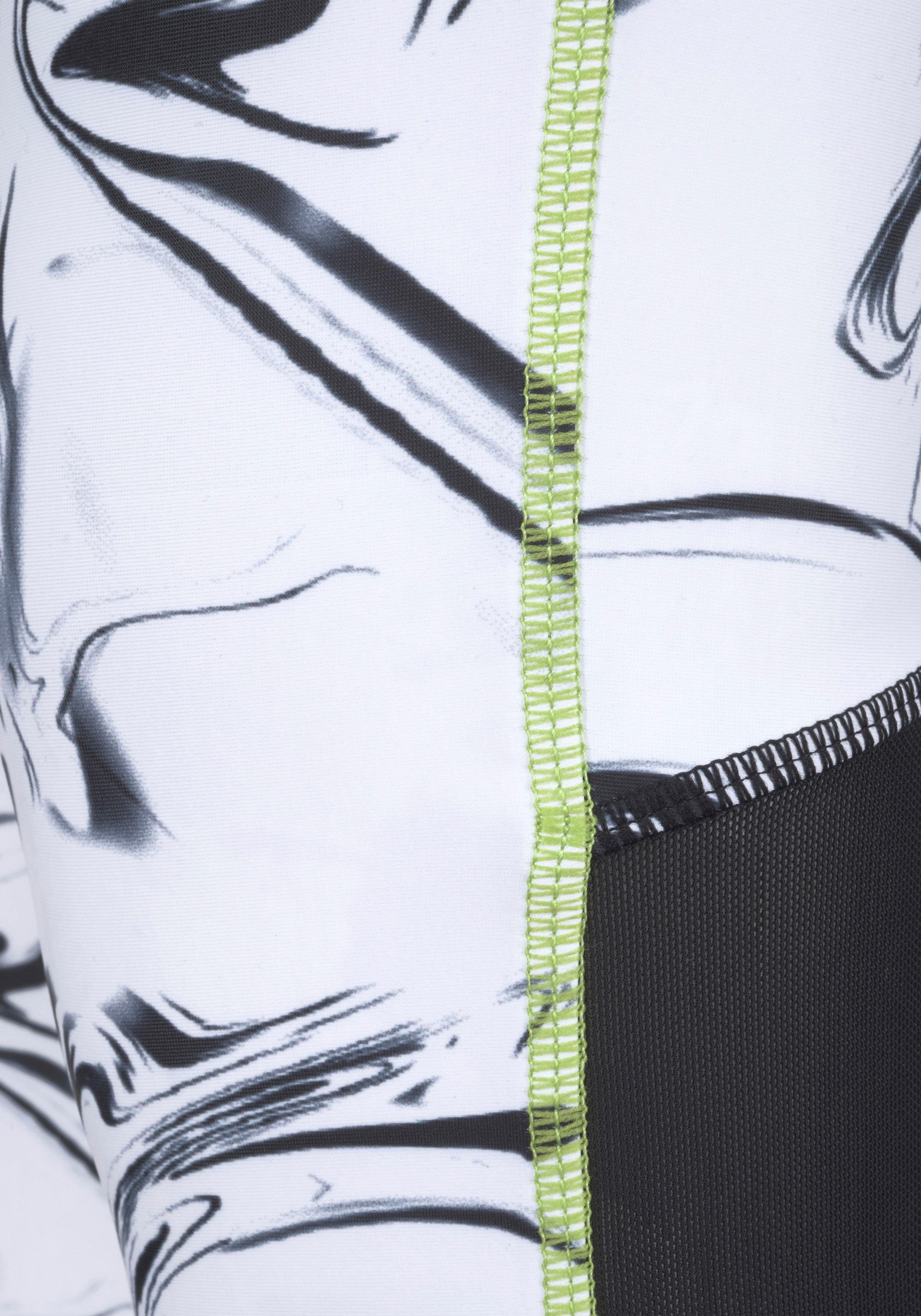 active by Lascana Caprilegging White Marble Sportbroek met mesh-inzetstukken