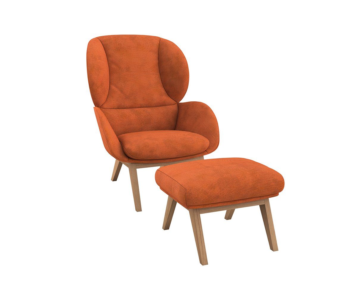 FLEXLUX Oorfauteuil Adria Stijl & comfort, organische vorm, eikenhouten voet