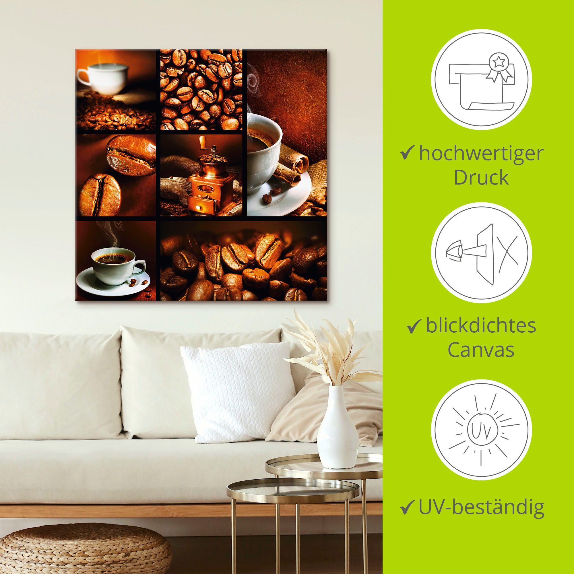 Artland Artprint Koffie collage als artprint op linnen, poster, muursticker in verschillende maten