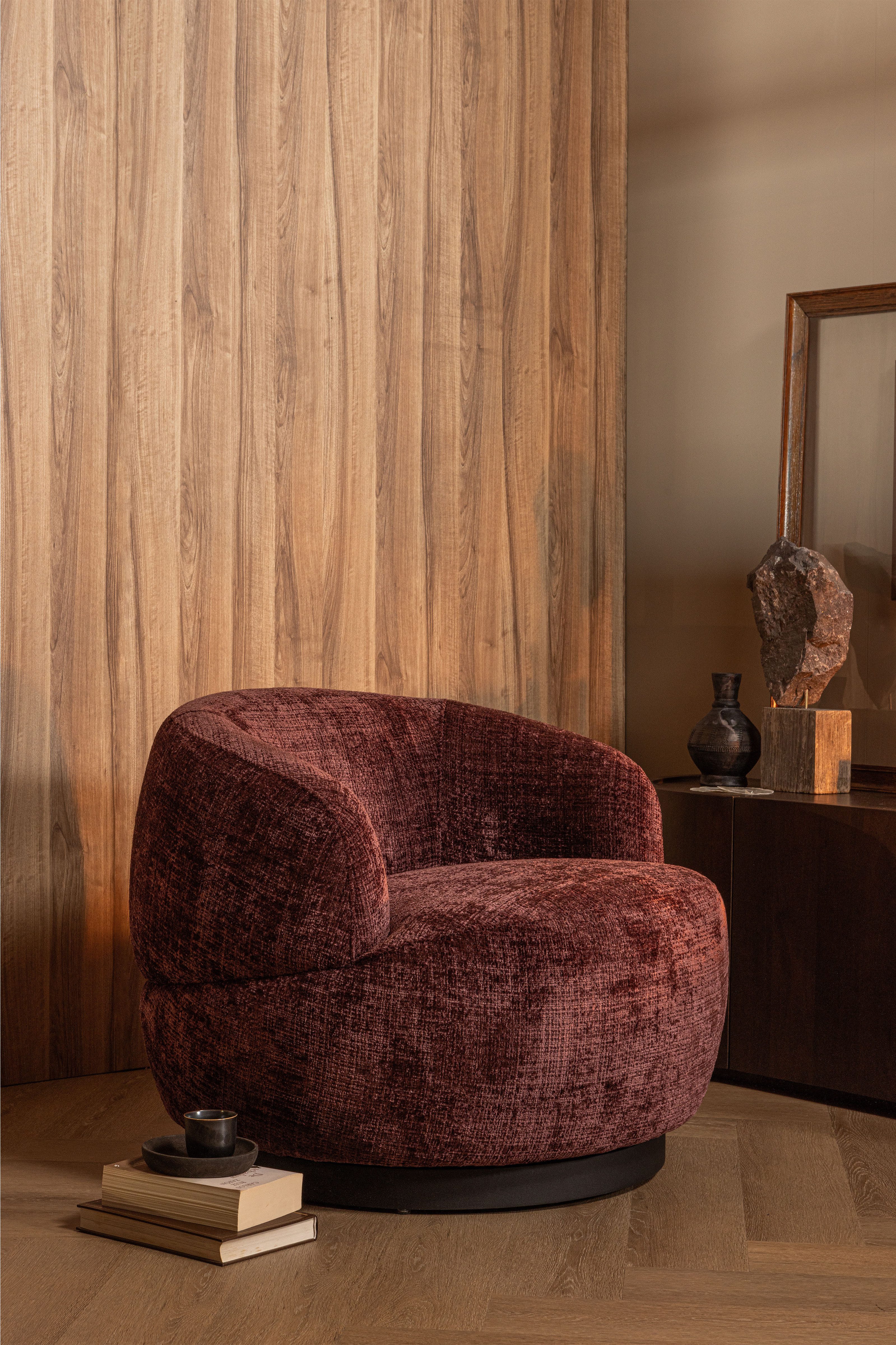 WOOOD Draaibare fauteuil Woolly ronde vorm, in elke richting draaibaar! breedte 84 cm