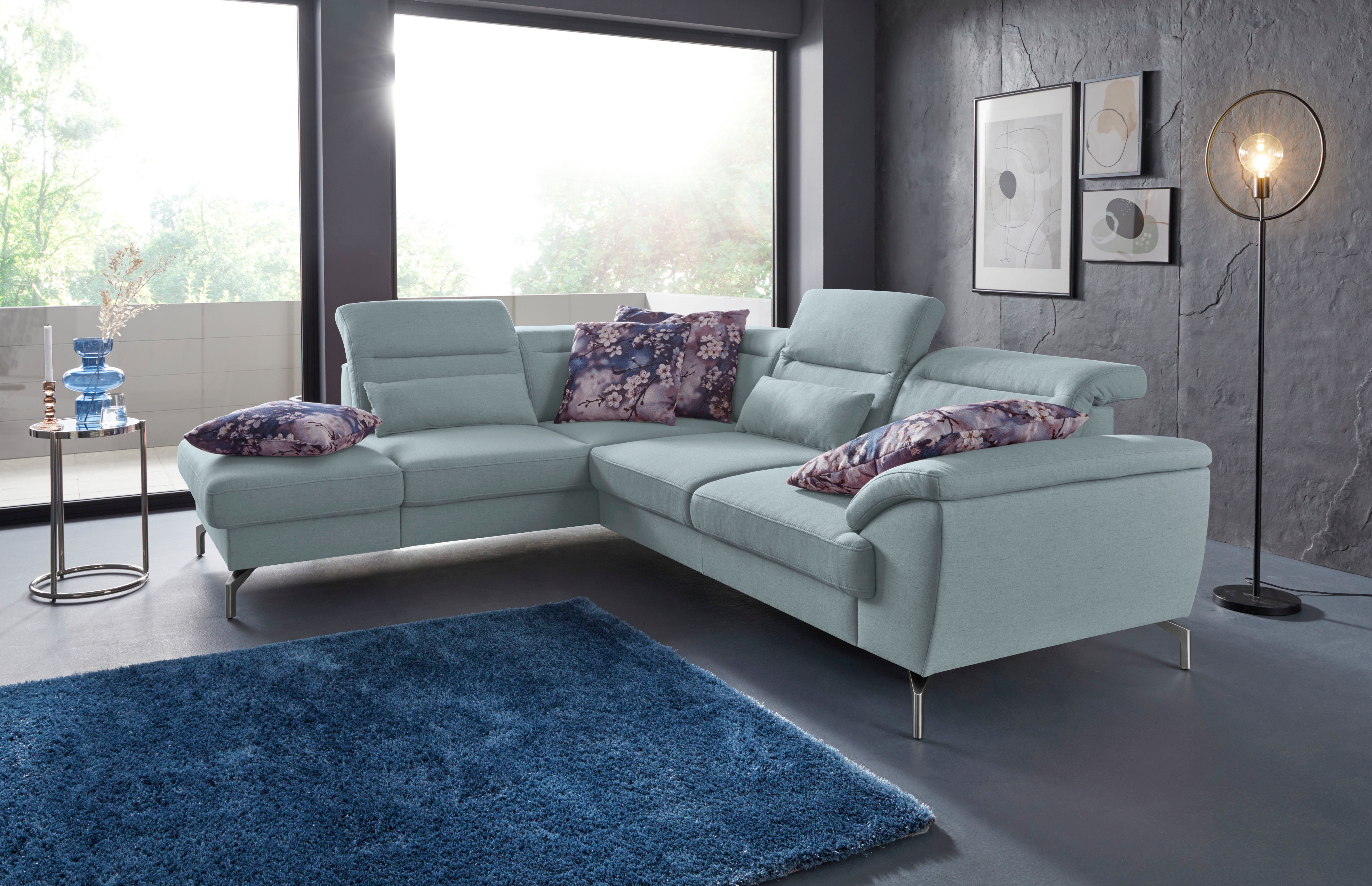 sit&more Hoekbank Percy L-vorm 15 cm poothoogte, zitdiepteverstelling, naar keuze in 2 pootkleuren