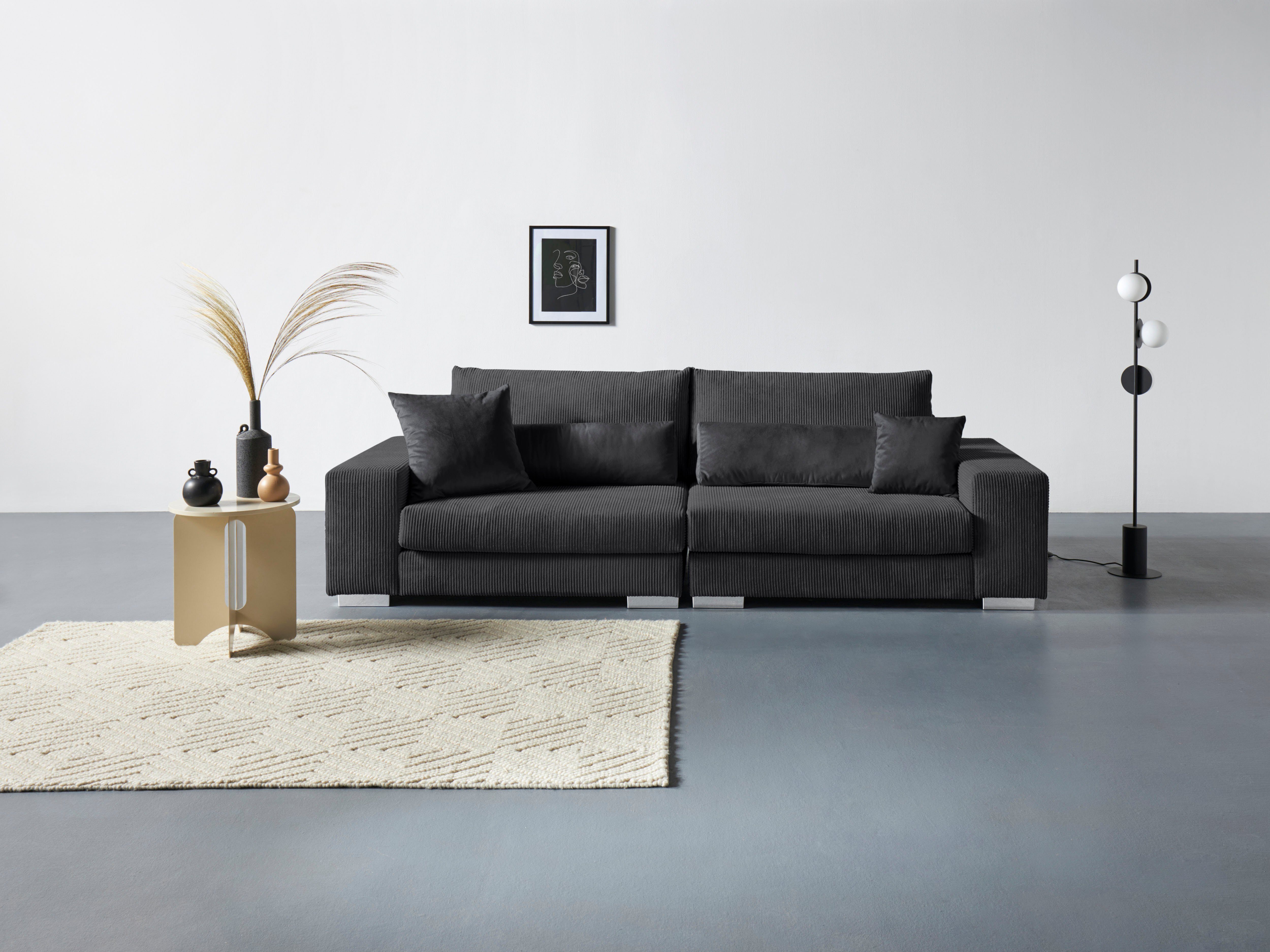 Home affaire Megabank VASCO Breedte 277 cm, inclusief 6-delige kussenset, van cord