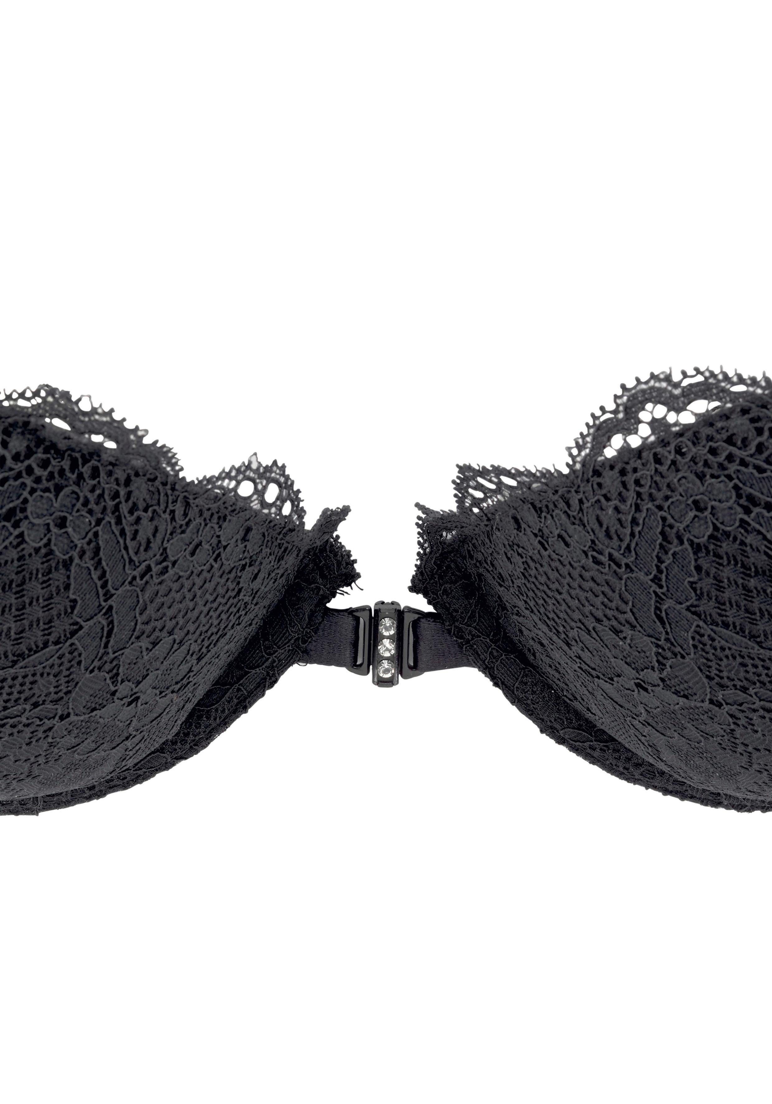 Lascana Push-up-bh met praktische voorknopsluiting en delicate spaghettibandjes, lingerie