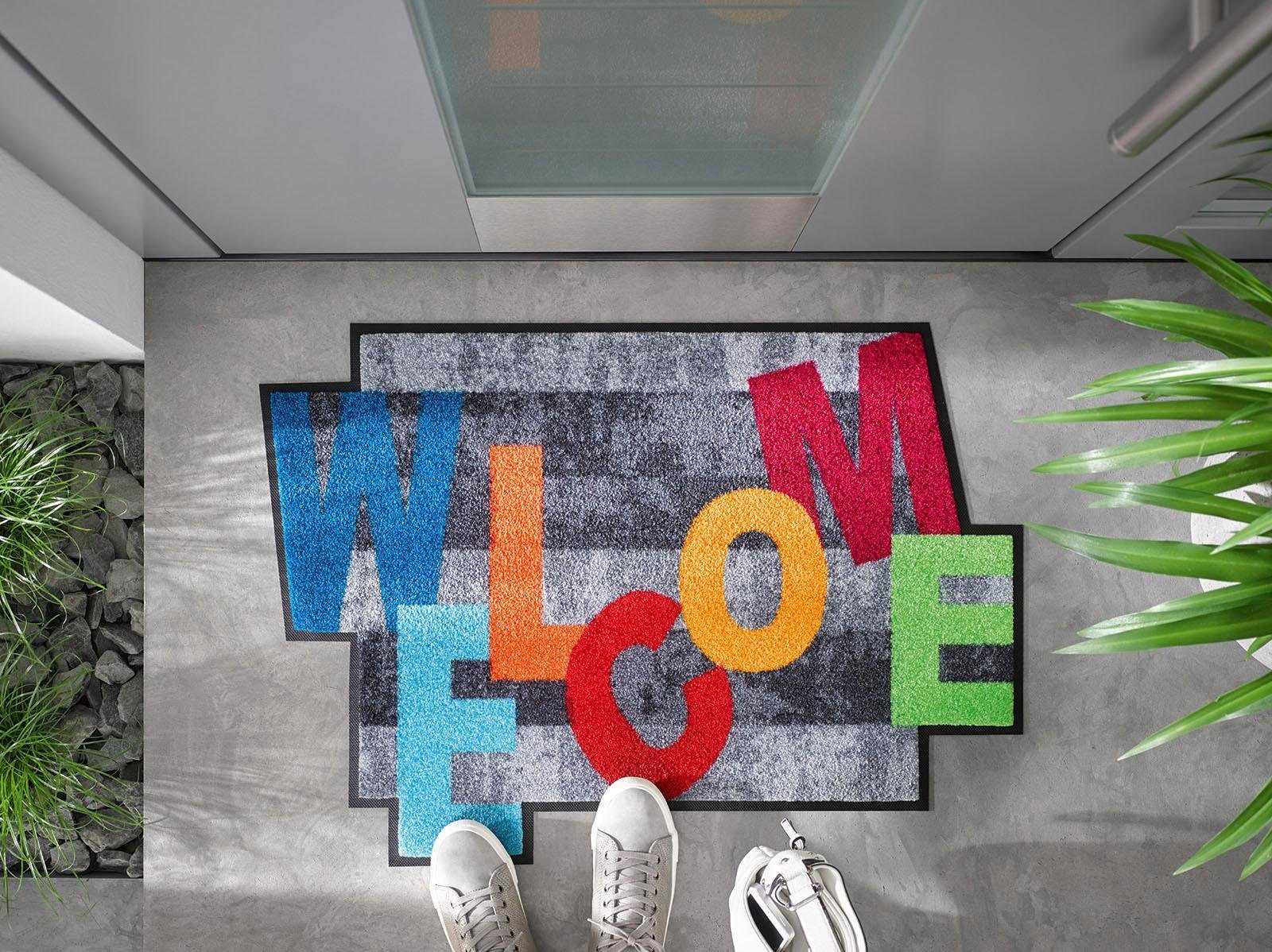 wash+dry by Kleen-Tex Vloerkleed Crazy Welcome met quote, antislip, geschikt voor binnen en buiten, wasbaar