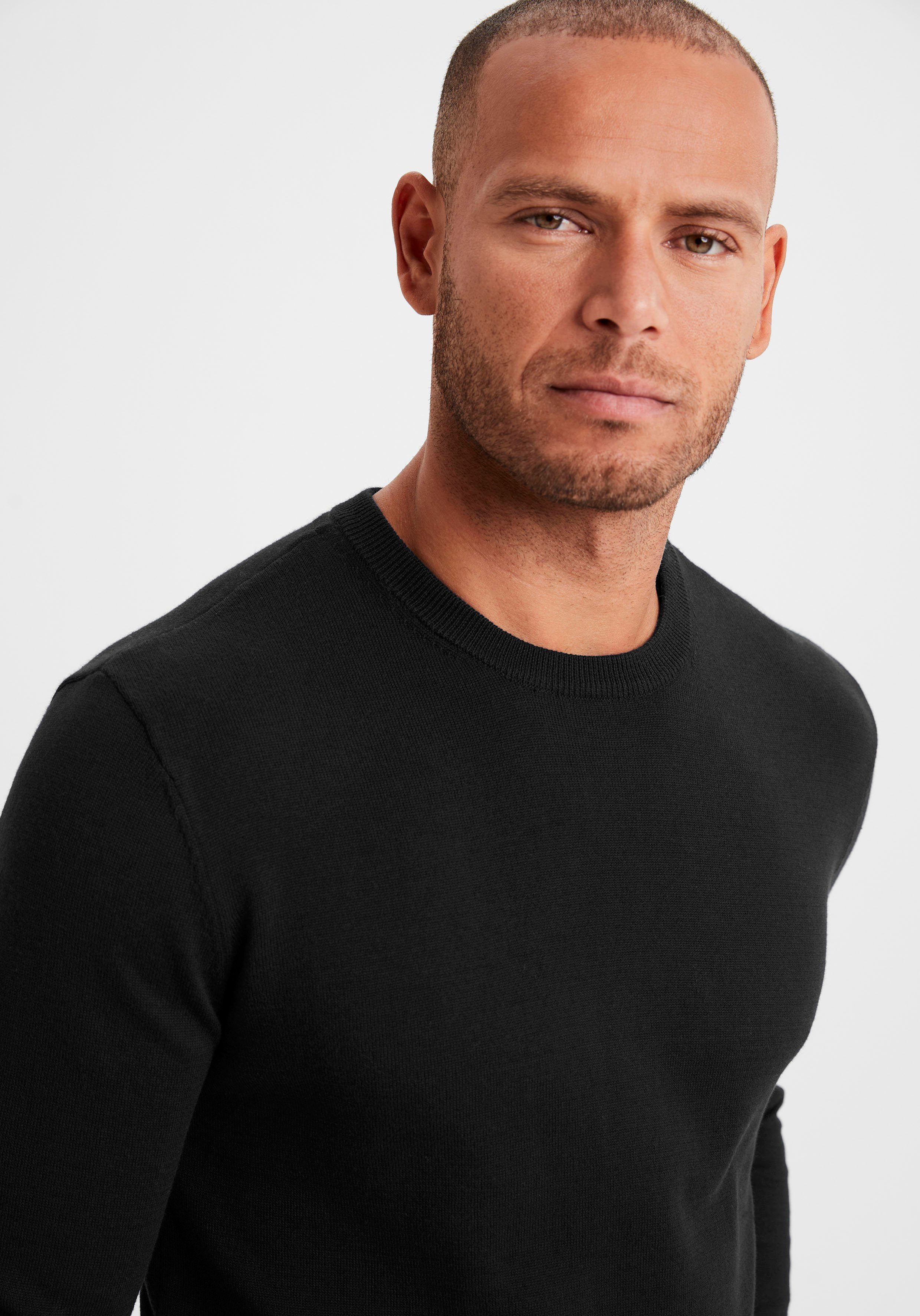H.I.S Gebreide trui Regular fit lange mouwen pullover van fijn breiwerk katoenmix
