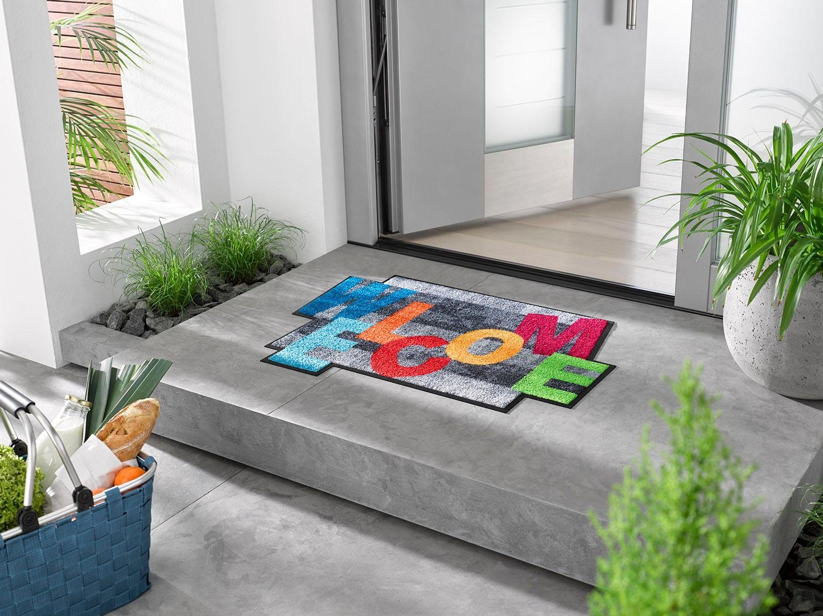 wash+dry by Kleen-Tex Vloerkleed Crazy Welcome met quote, antislip, geschikt voor binnen en buiten, wasbaar
