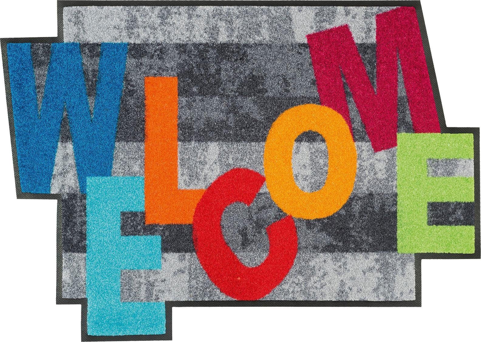 wash+dry by Kleen-Tex Vloerkleed Crazy Welcome met quote, antislip, geschikt voor binnen en buiten, wasbaar