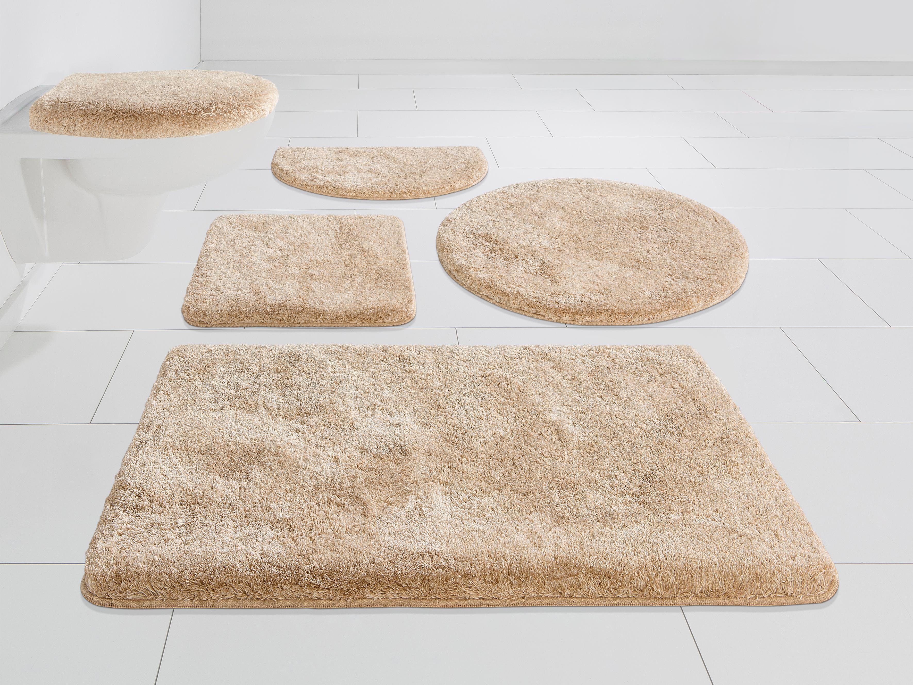 Grund Badmat Melos gemêleerde look, zeer zachte pool, melange-effect, made in europe badmatten maat 3-delige set voor hangend toilet beige