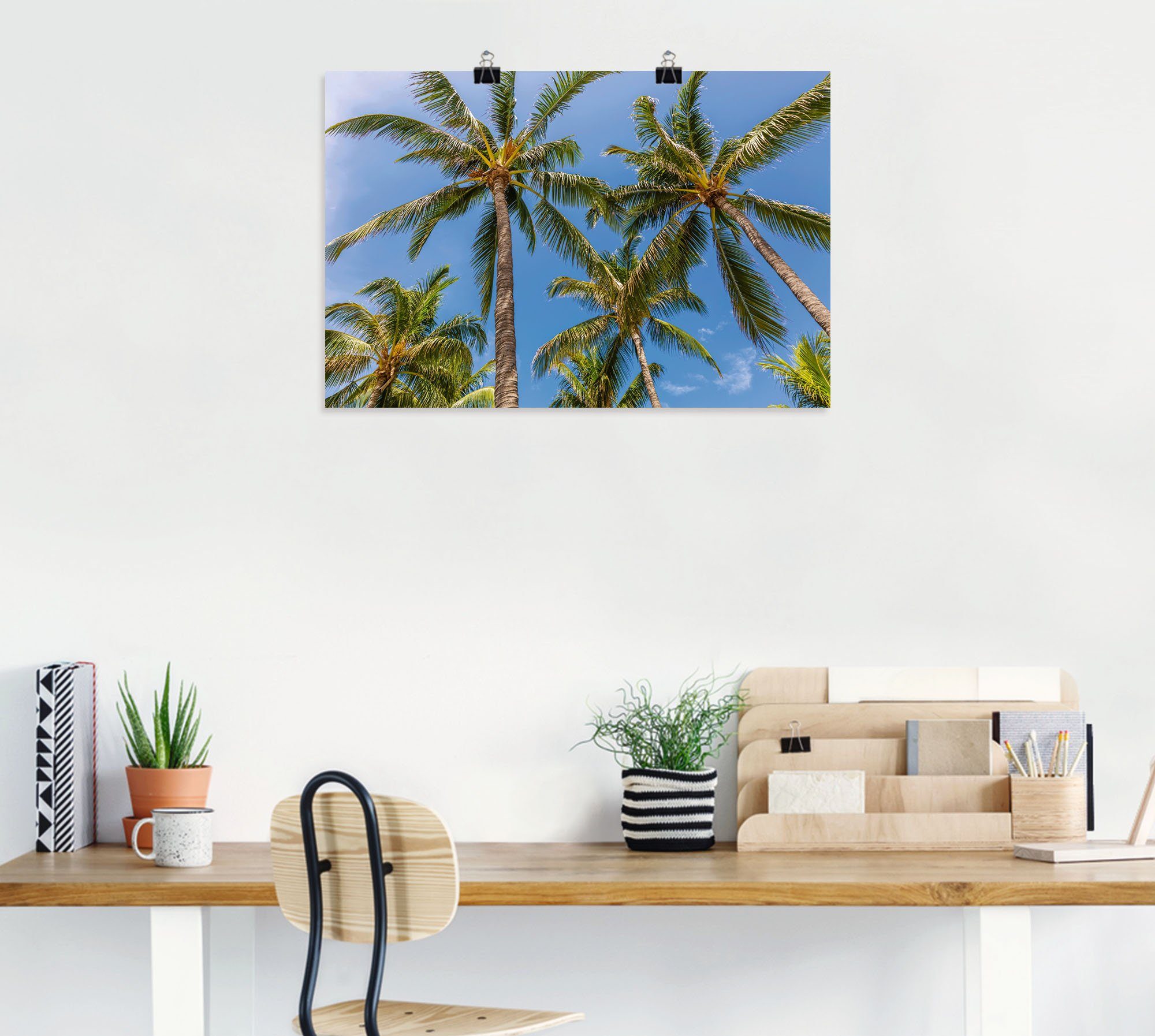 Artland Artprint Palmbomen op het strand als aluminiumfoto, buitenfoto in verschillende maten