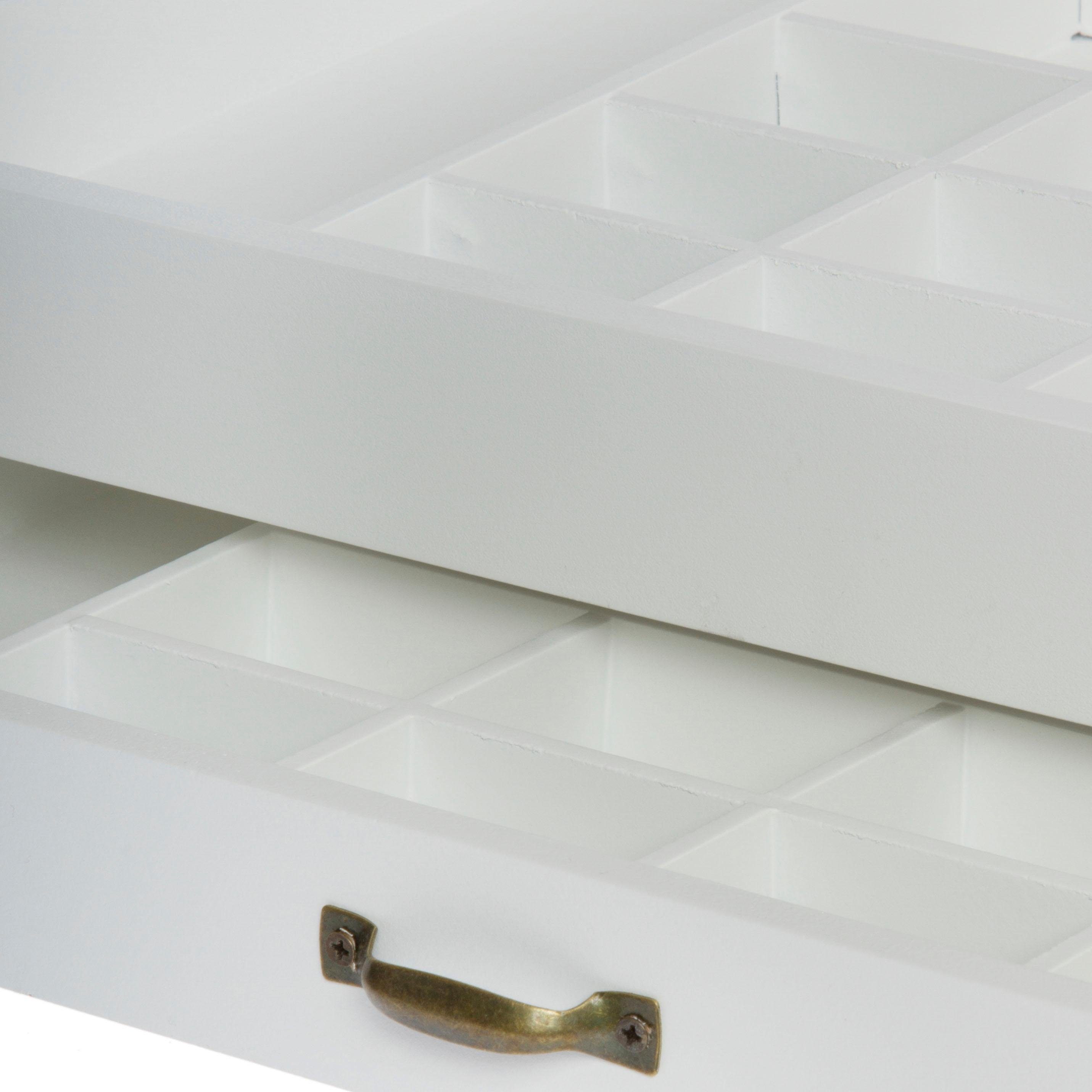 Myflair Möbel & Accessoires Opbergbox Letterkast, wit, met deksel van glas & lade