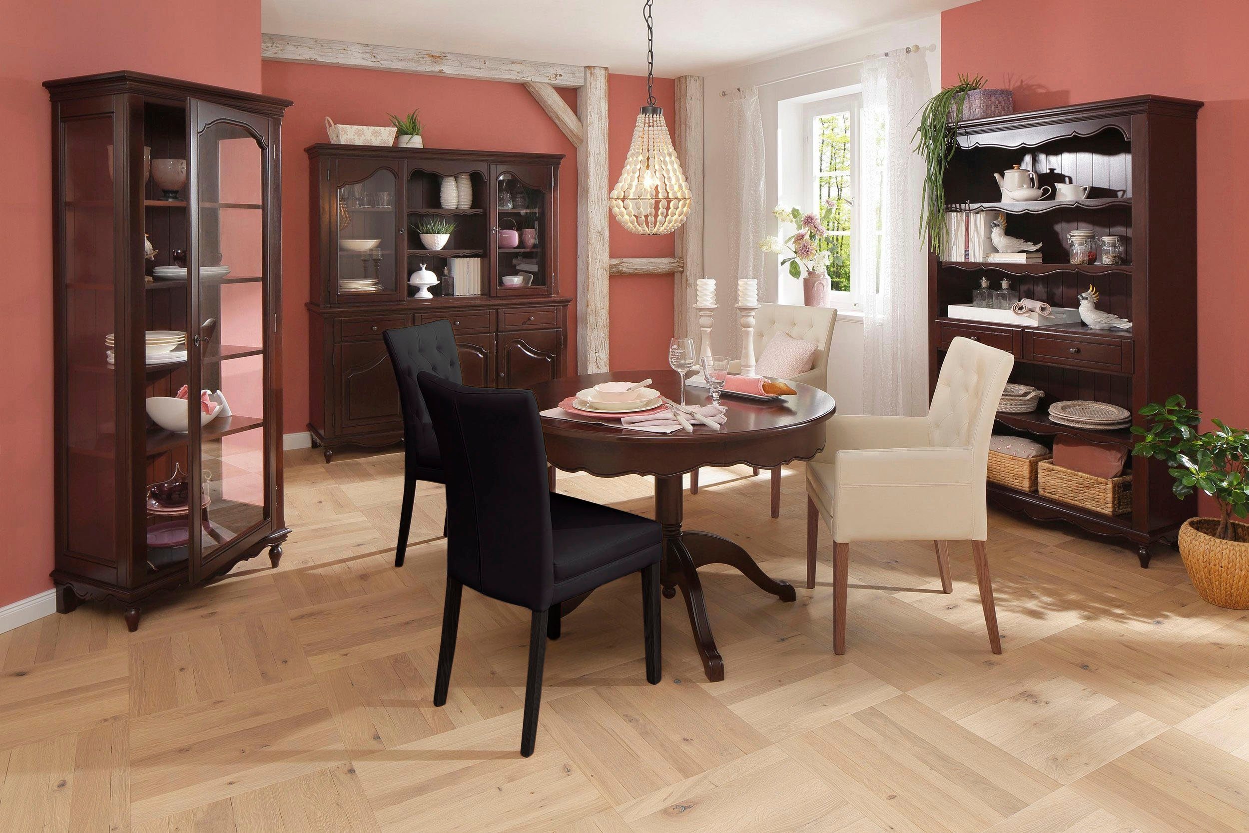 Home affaire Stoel met 4 poten Colorado Poten van beuken, wengékleurig gelakt, in set van 2, 4 of 6