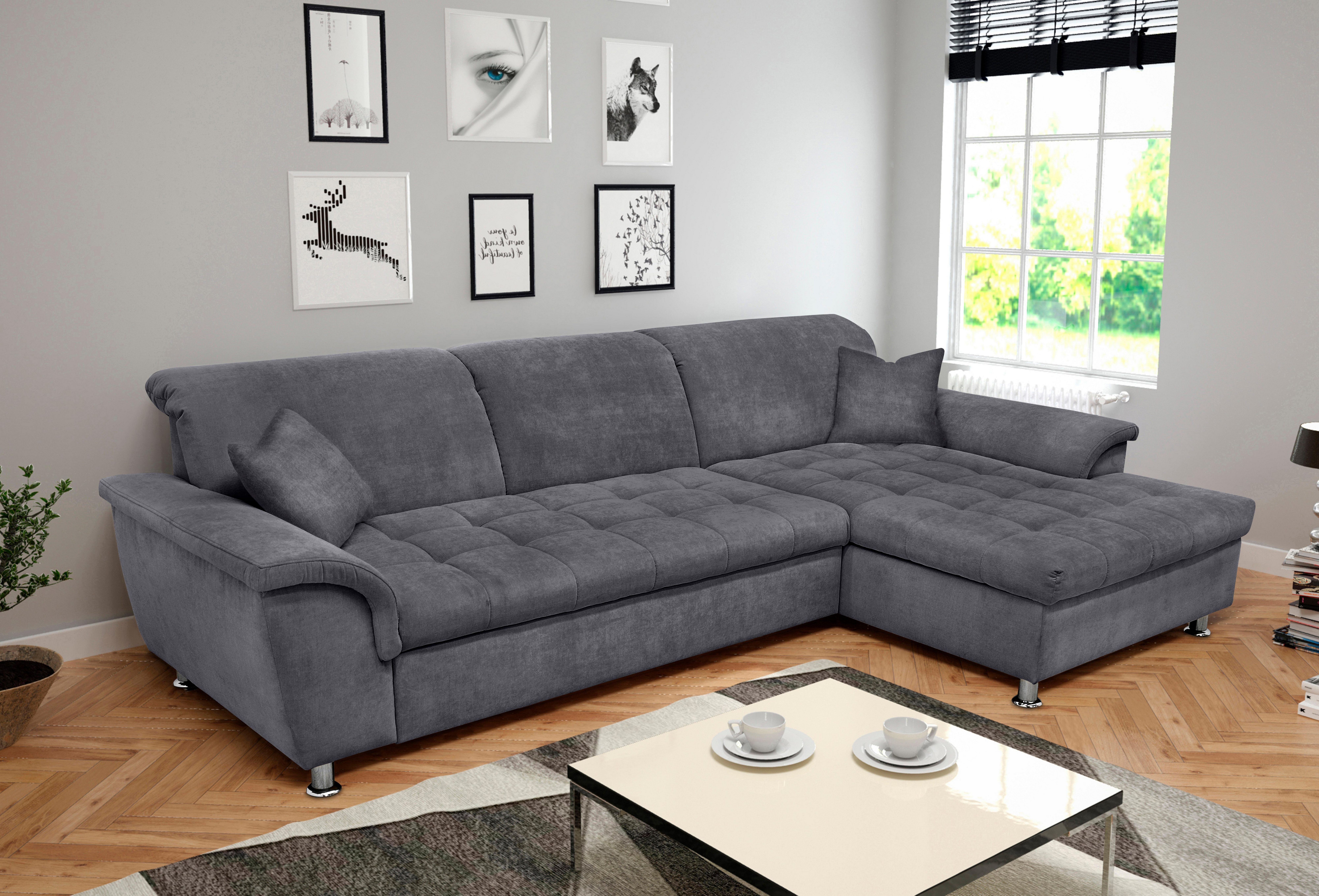 DOMO collection Hoekbank Franzi Steppung im Sitz, B/T/H: 278/162/80 cm, OTTOs Choice, L-Form naar keuze met slaapfunctie, bedkist en verstelbare hoofdsteun