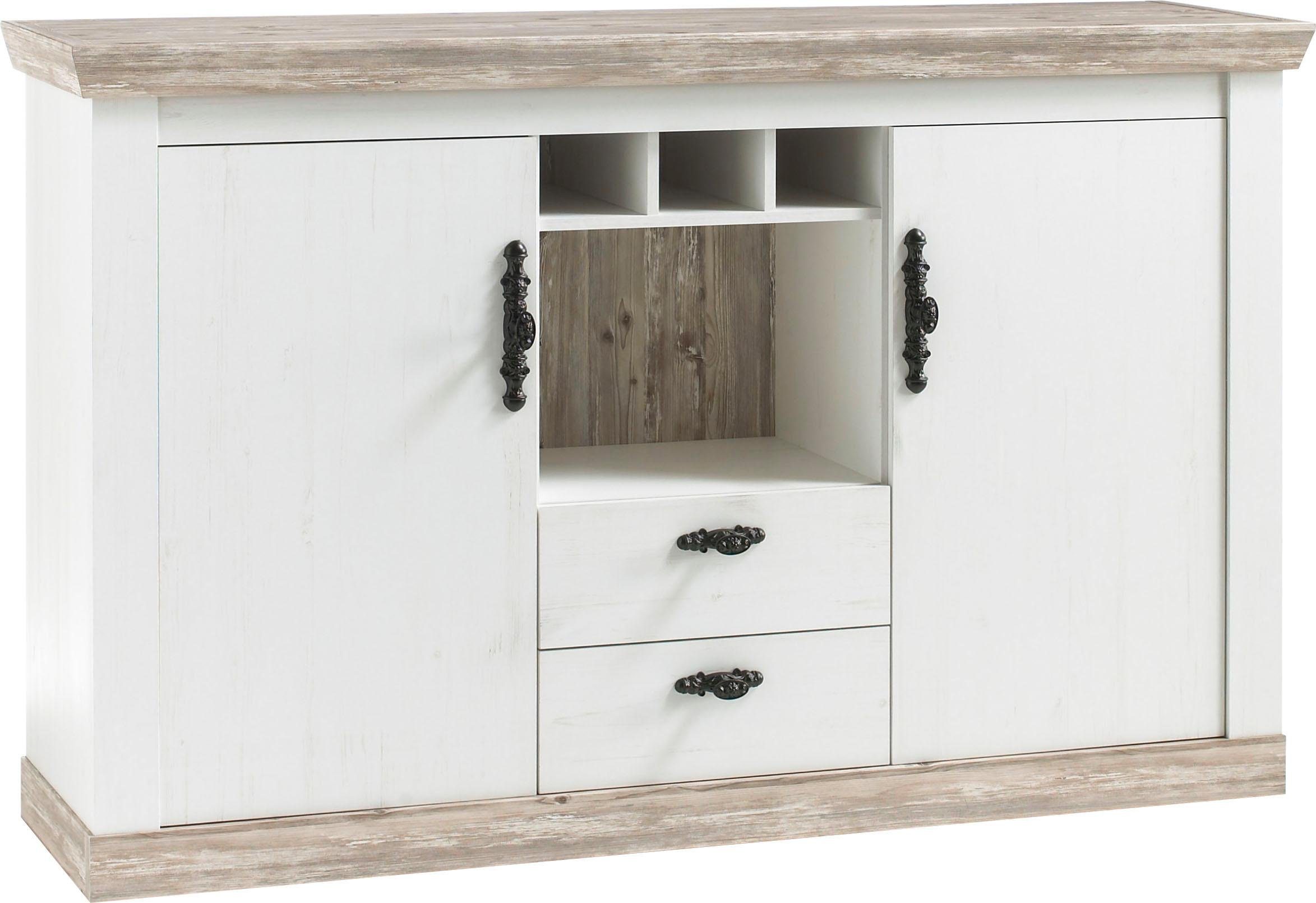 Home affaire Wandmeubel Florence 9 in romantische rustieke look (set, 4 stuks)
