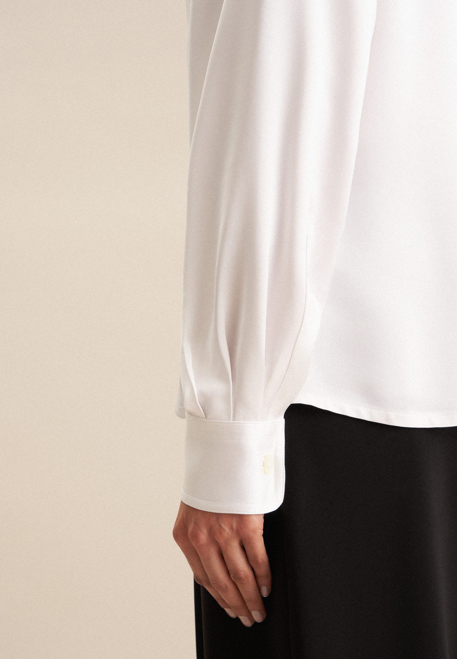 seidensticker Overhemdblouse Zwarte roos Lange mouwen V-hals uni