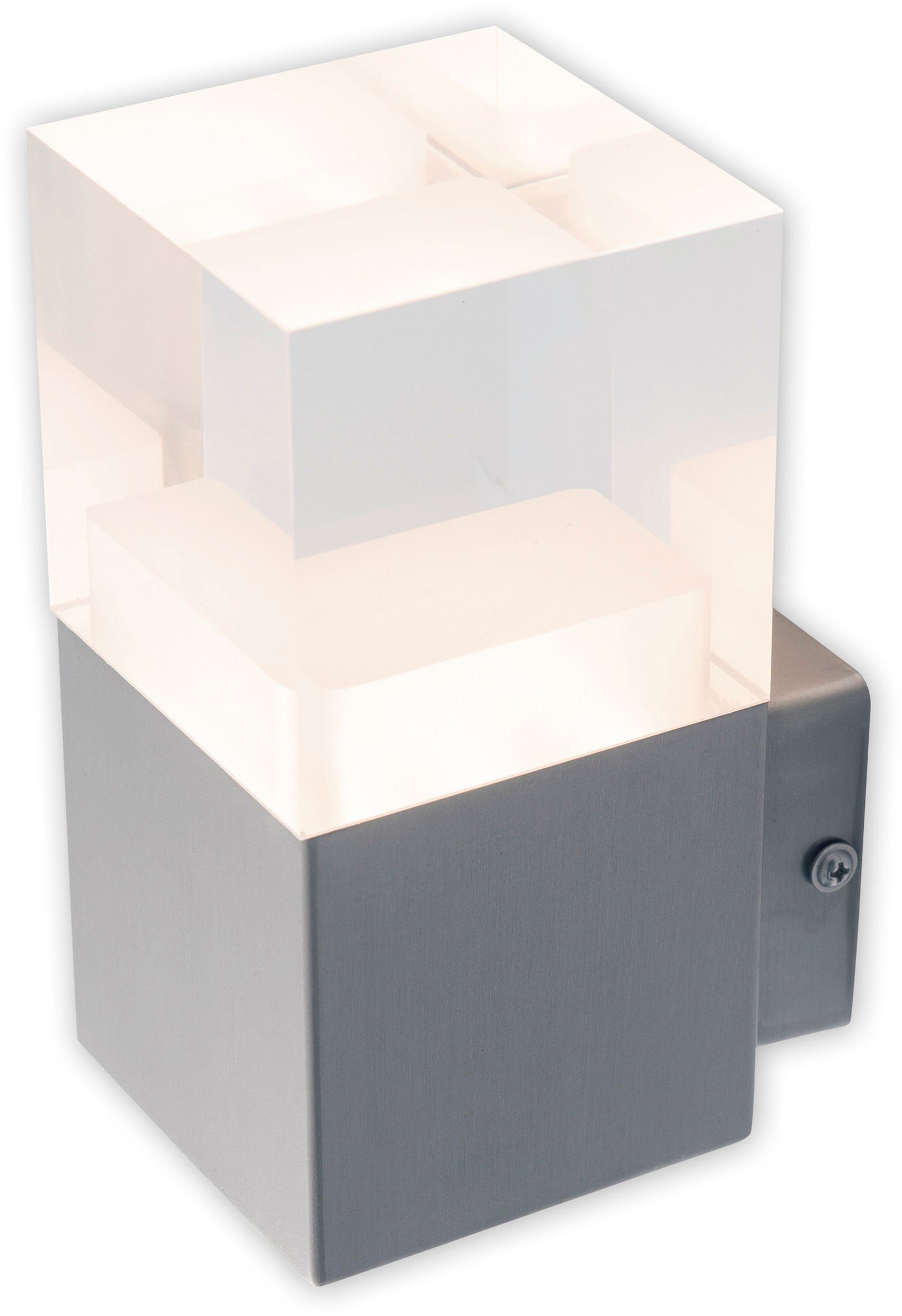 näve Ledwandlamp voor buiten Leah Roestvrij staal / kunststof in blank metaal/opaal incl. 15x led warmwit IP44 (1 stuk)