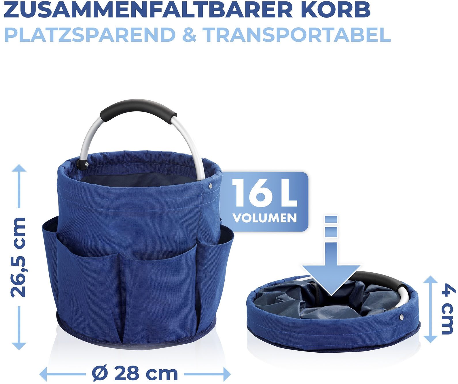 Maximex Organizer Universal-Reinigungs-Caddy Multifunctioneel mand met 6 buitenzakken, ideaal voor huishouden, tuin & kamperen