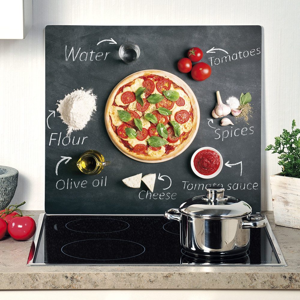 KESPER for kitchen & home Snij- en afdekplaat Multi-glazen snijplank, pizza, 56x50 cm (1-delig)