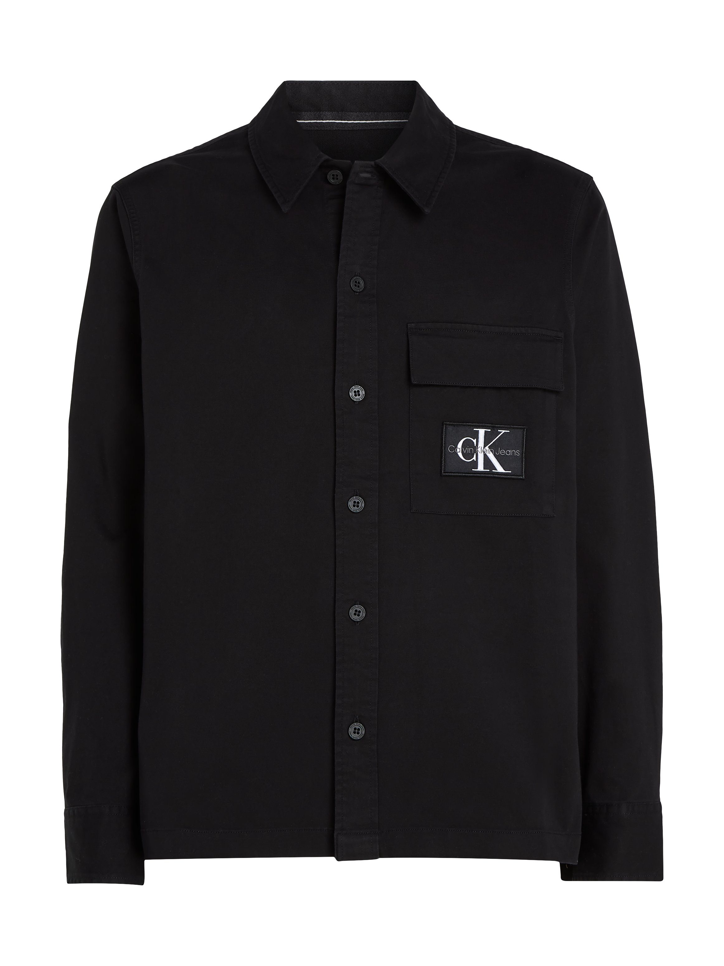Calvin Klein Zwart Logo Print Klassieke Kraag Shirt Black Heren