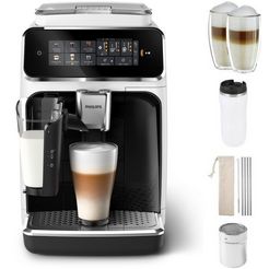 philips volautomatisch koffiezetapparaat ep3343-50 3300 series, 6 koffiespecialiteiten, met lattego melkopschuimer, wit-zwart wit