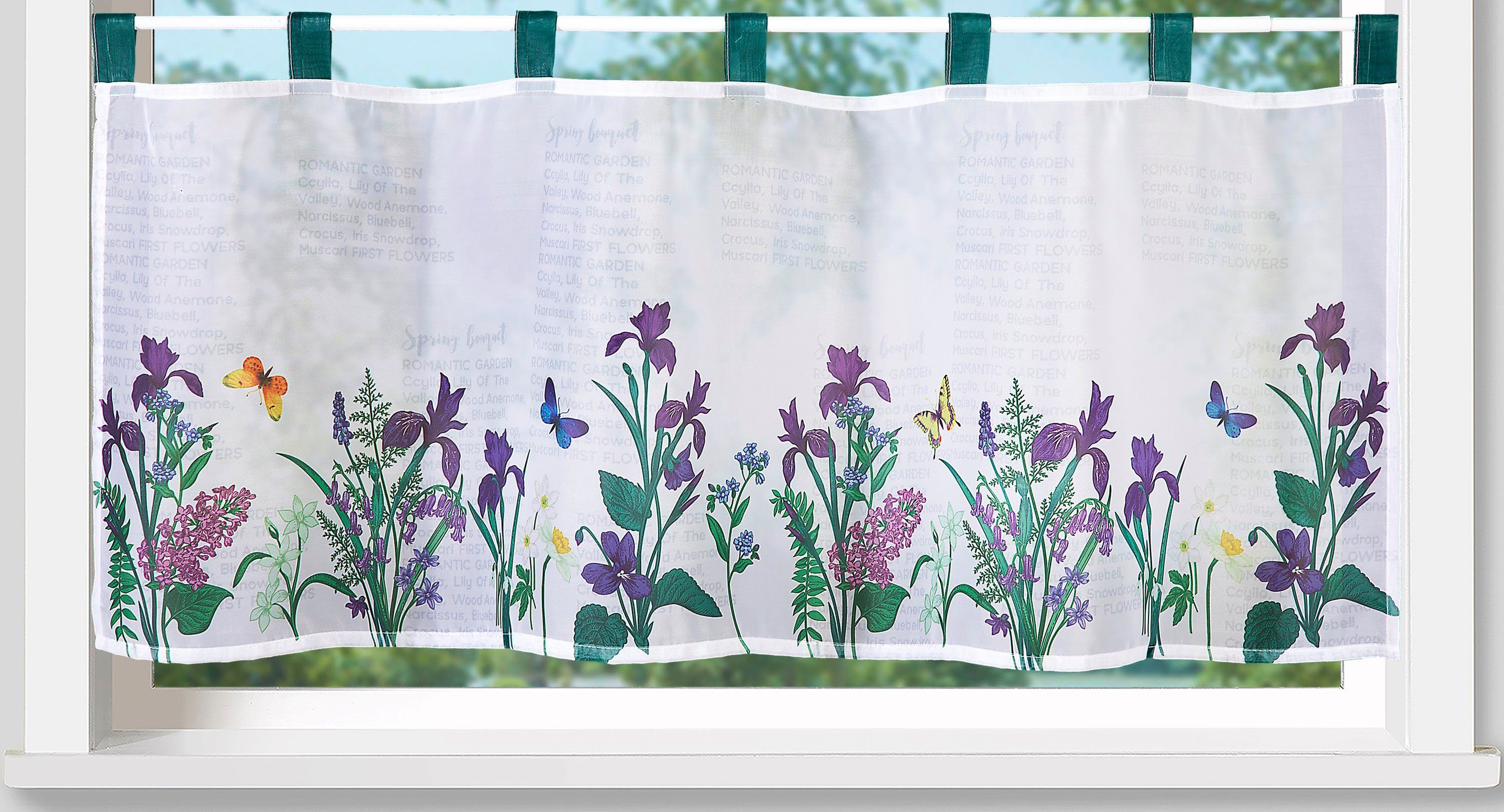 Weckbrodt Valletje Violet Bistro, voile, bloemig, transparant, HxB 45x120cm, gordijn, store (1 stuk)