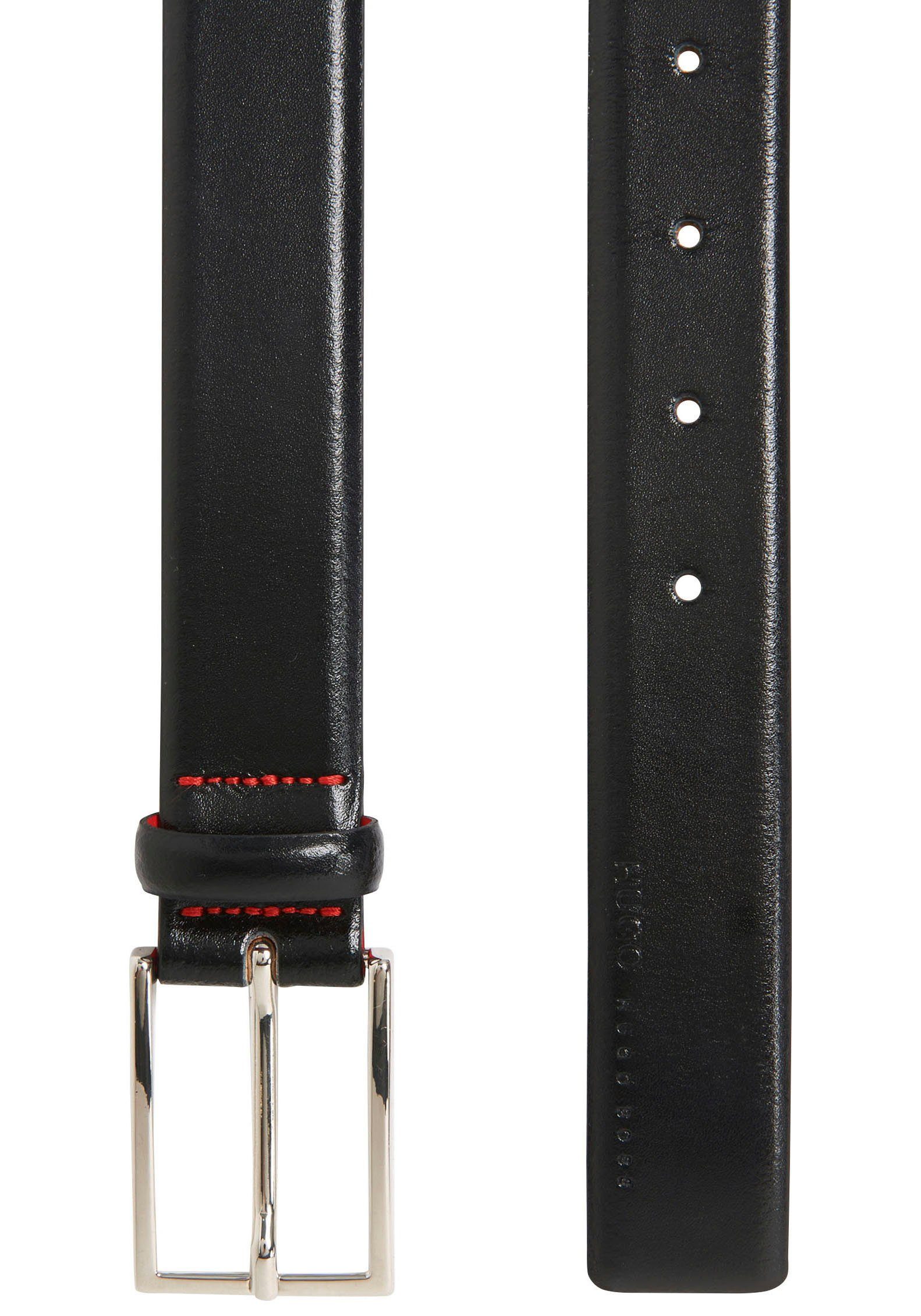 HUGO Leren riem Gavrilo met subtiele sluiting en rode details
