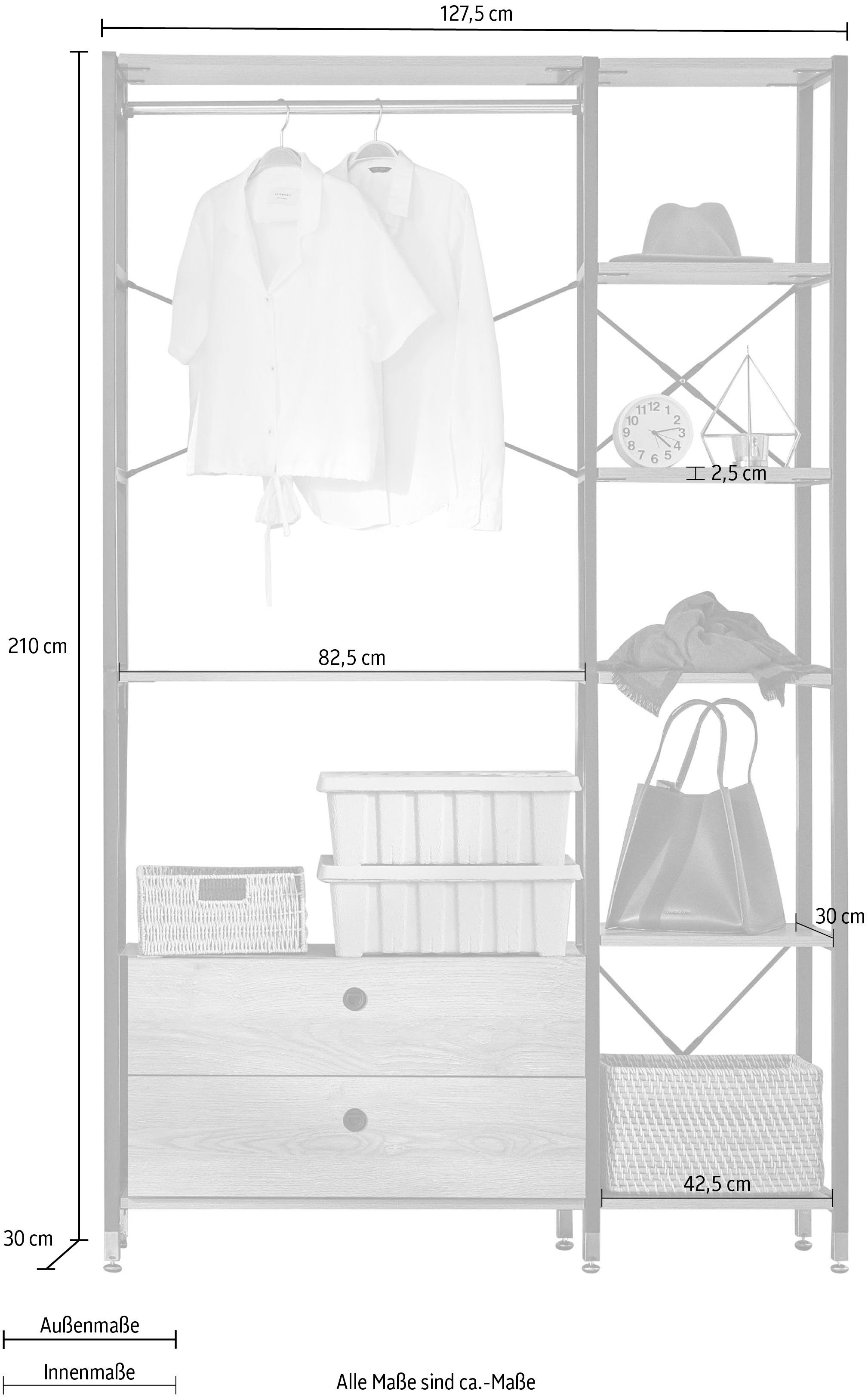 INOSIGN Multifunctionele kast Connor veelzijdig, geschikt voor alle ruimtes, breedte 127,50 cm