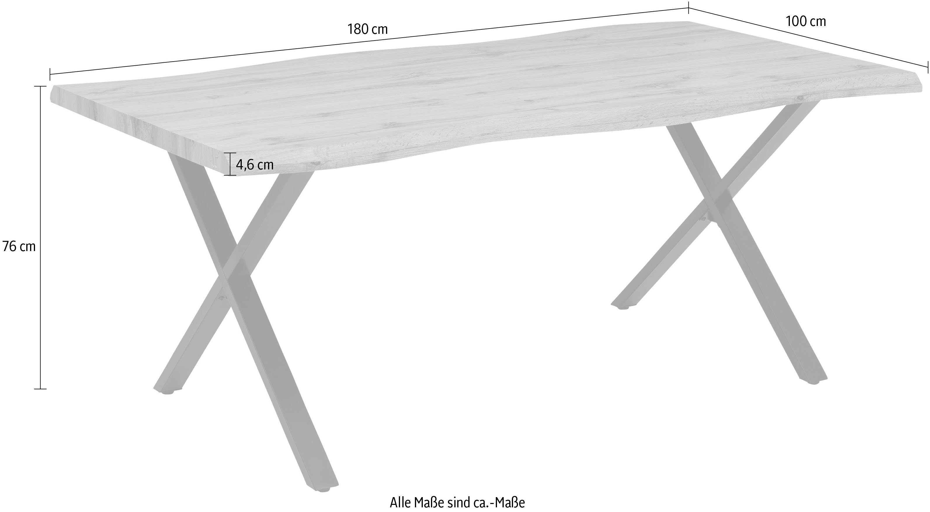HELA Eettafel GRETA BESTSELLER Boomrandtafel (nabootsing), verschillende maten, 46mm dikte, keukentafel