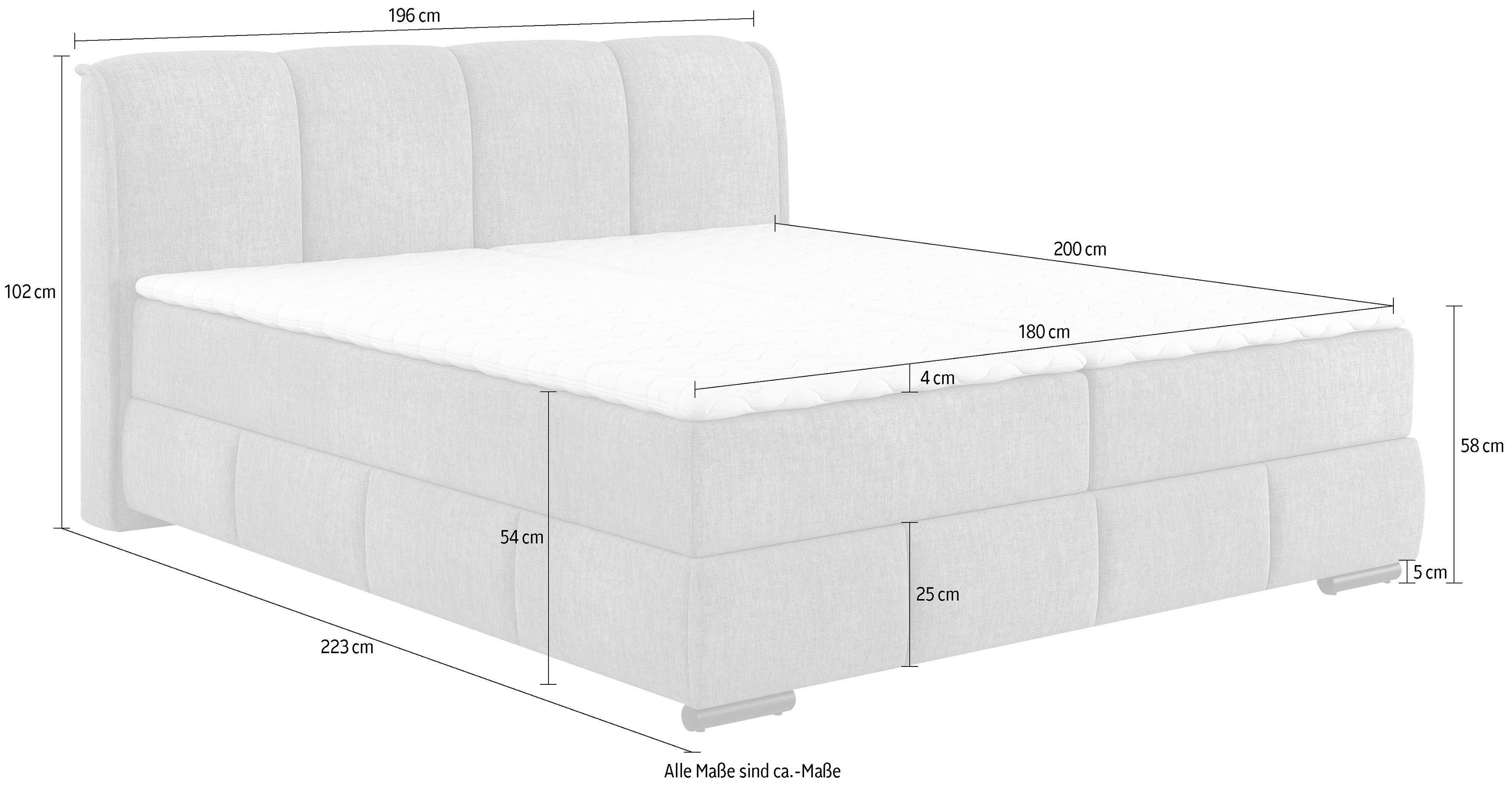 Mr. Couch Boxspring Bethany met bedkist, incl. matras Topmatras en sierkussen, in verschillende hardheden beschikbaar