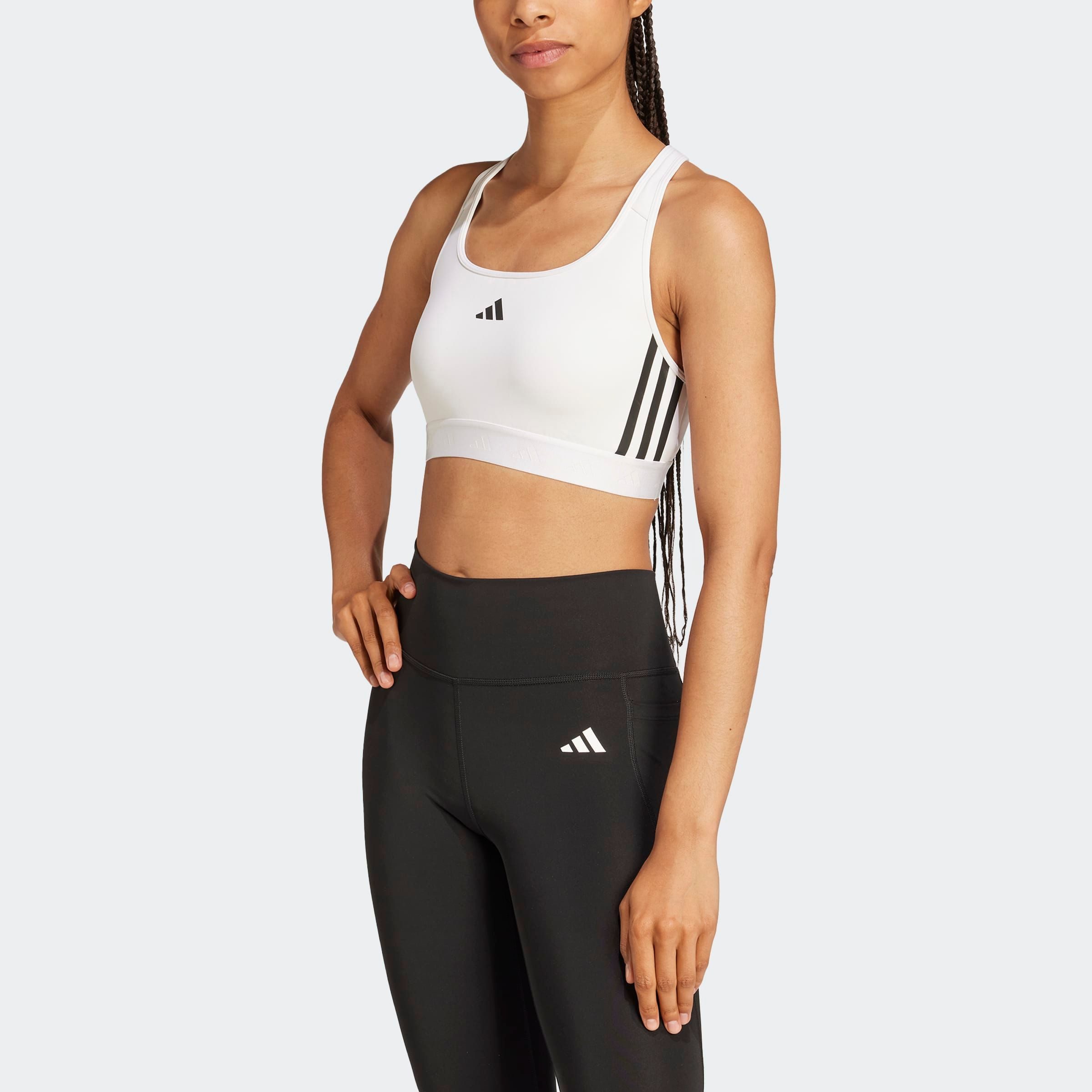 adidas Performance Sport-bh PWR MS HYGLM (1-delig) dames sport bh's maat M wit