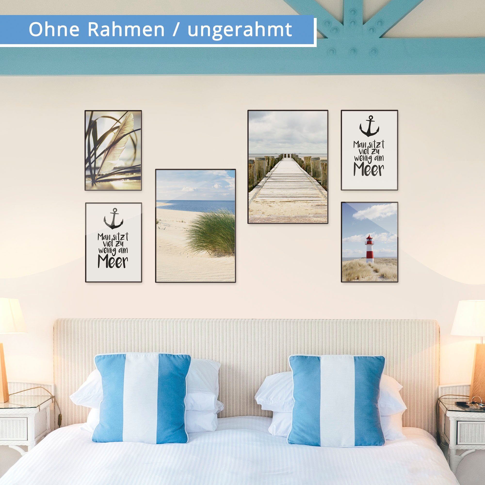 Artland Poster Impressies van de zee 6-pack, 2xdin a3 / 4xdin a4, zonder lijst (set, 6 stuks)