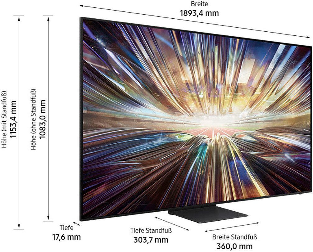 Samsung QLED-TV, 214 cm / 85", 8K, Smart TV, Neural Quantum 8K AI Gen2 processor, tot 165Hz, AI upscaling, KI TV