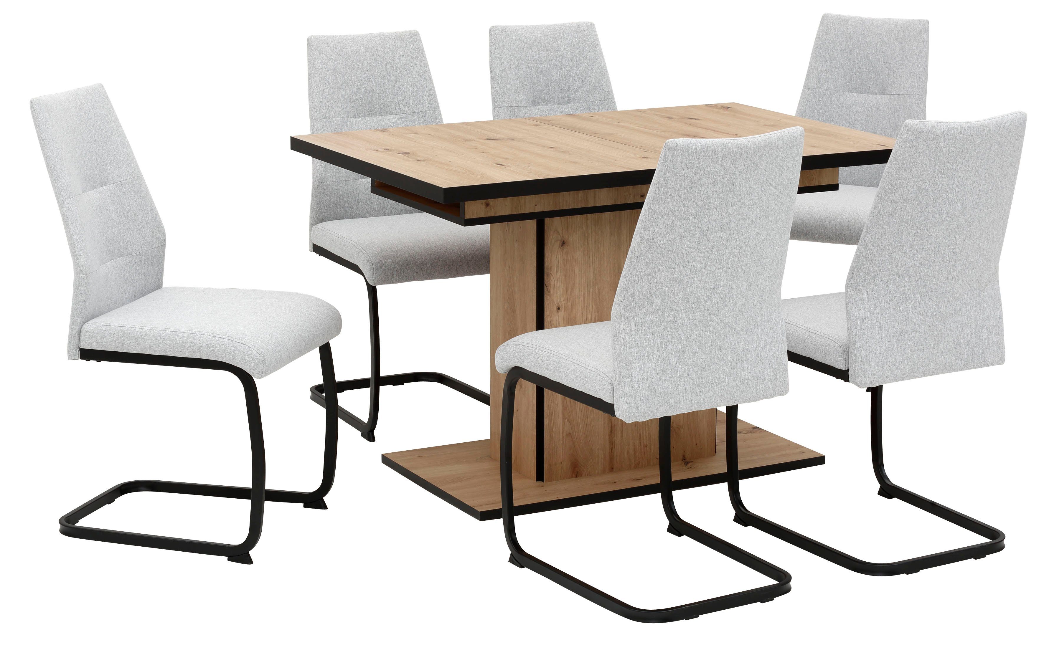 HELA Eethoek Ariana, TOPSELLER! OTTOs Choice, uitschuifbare eettafel, 6 stoelen Tafel uitschuifbaar 120 -160 cm, draagvermogen 140 KG, comfortabel gestoffeerd (set, 7-delig)