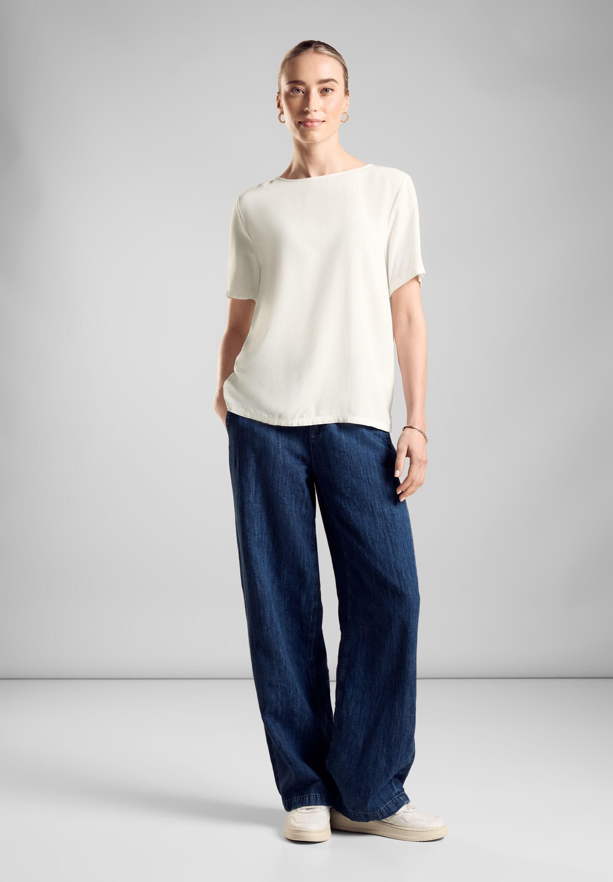 STREET ONE Shirt met ronde hals met banden op de rug