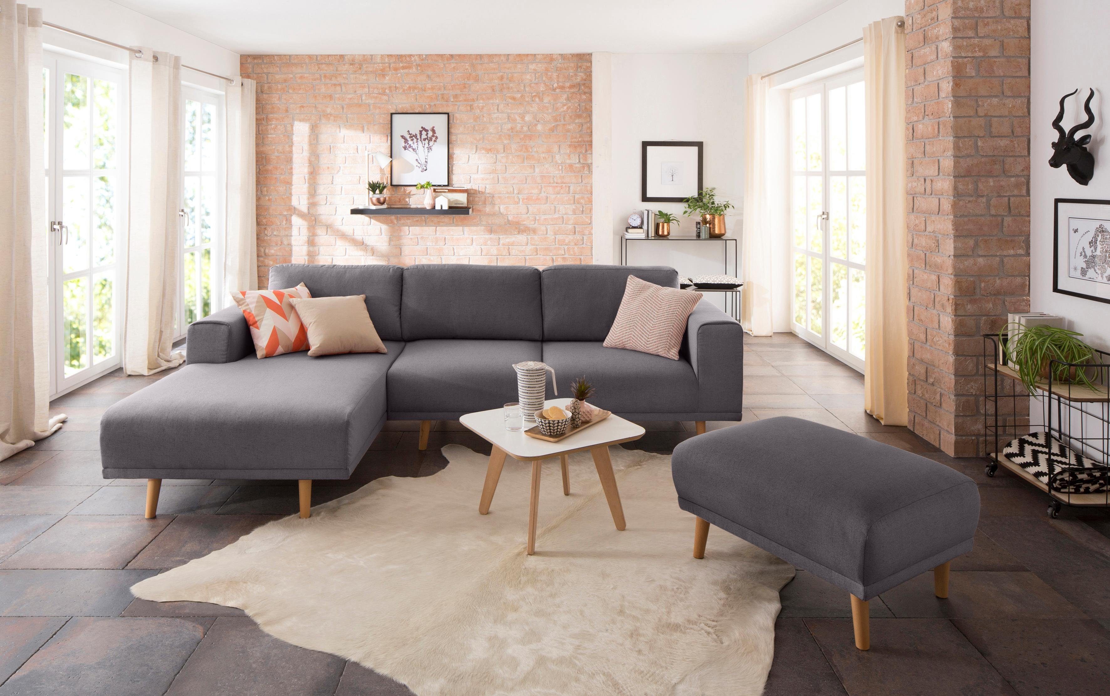 Home affaire Hoekbank Lasse L-vorm in scandinavische stijl met houten poten