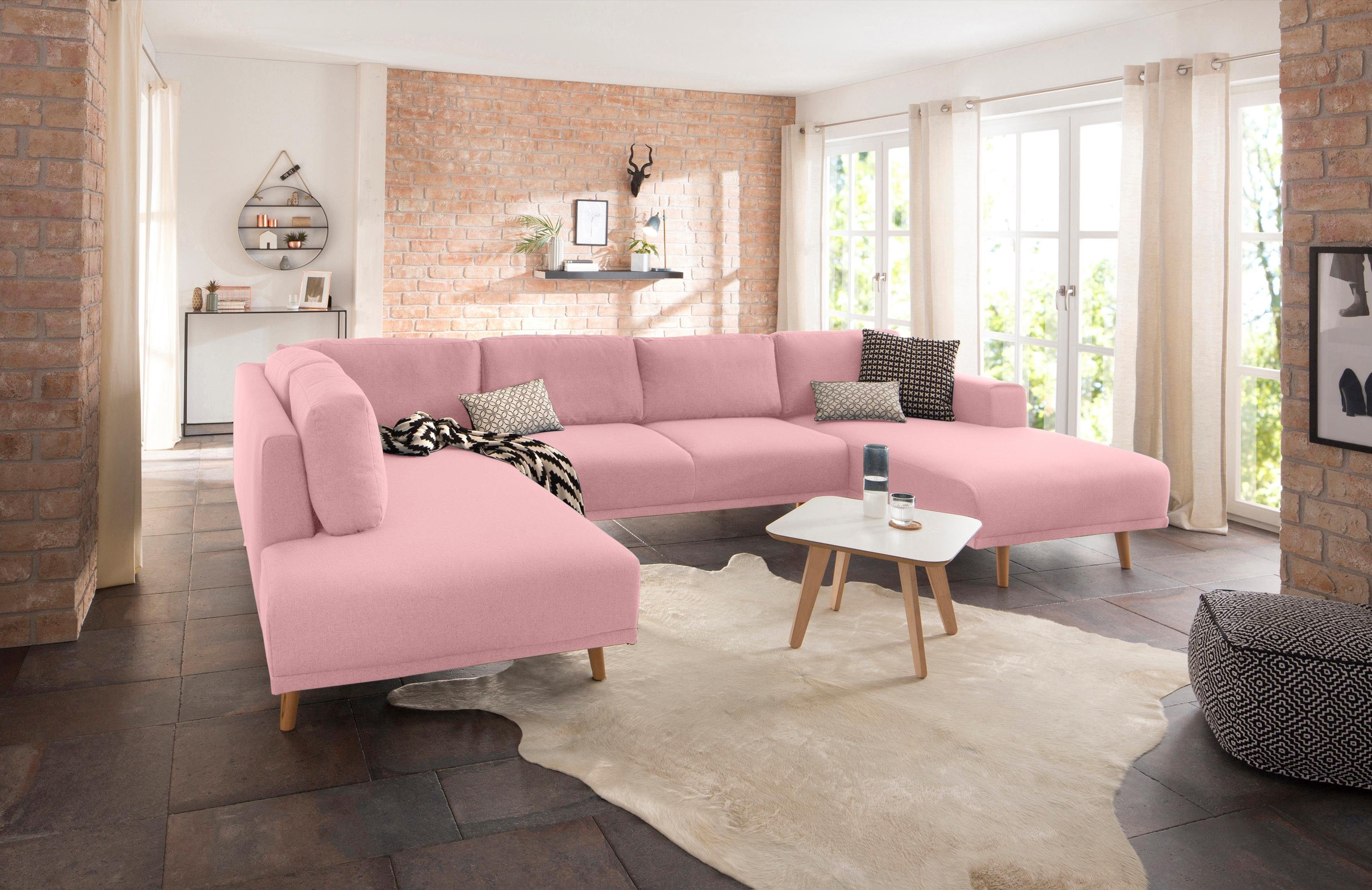 Home affaire Zithoek Lasse U-vorm in scandinavische stijl met houten poten