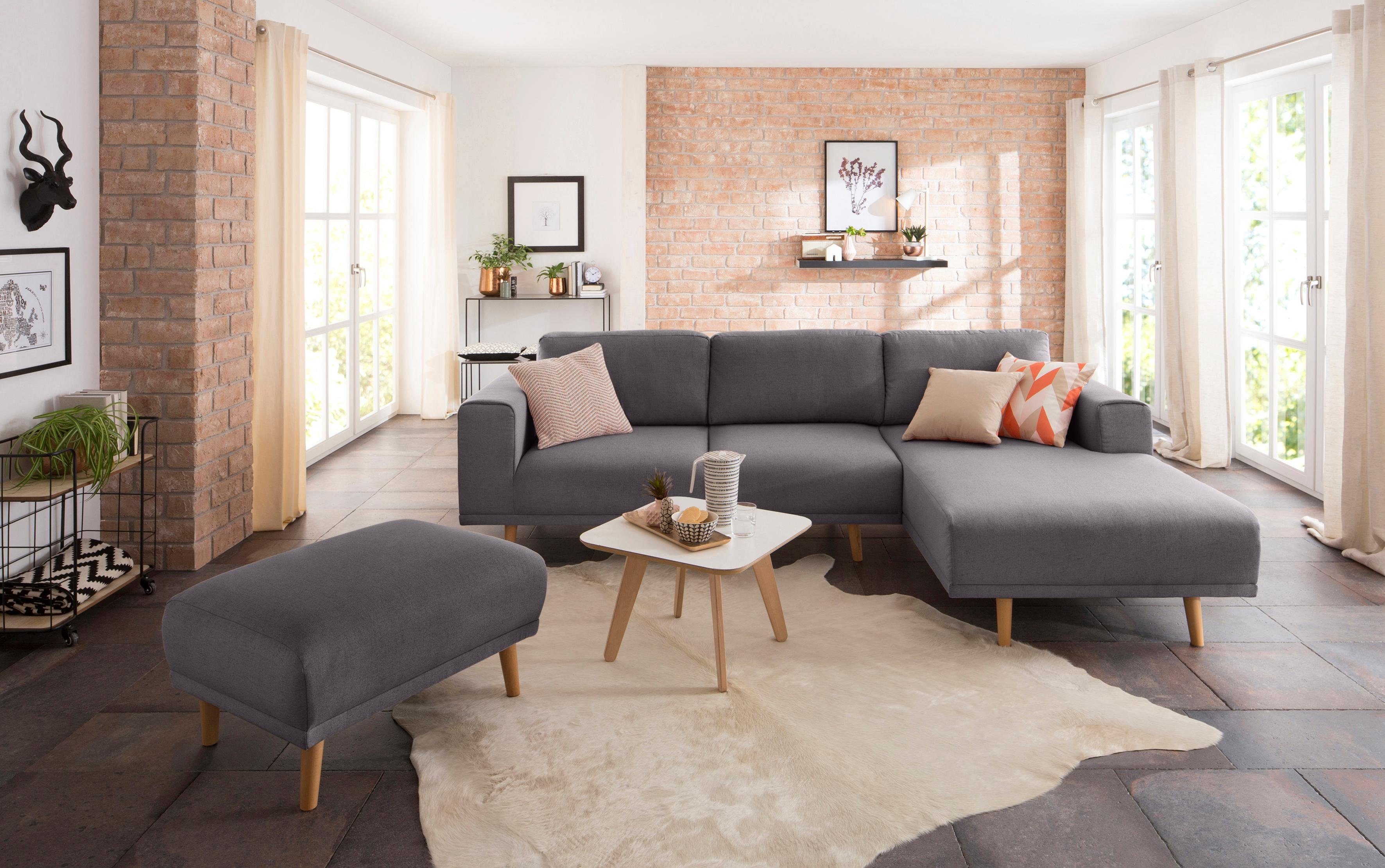 Home affaire Hoekbank Lasse L-vorm in scandinavische stijl met houten poten