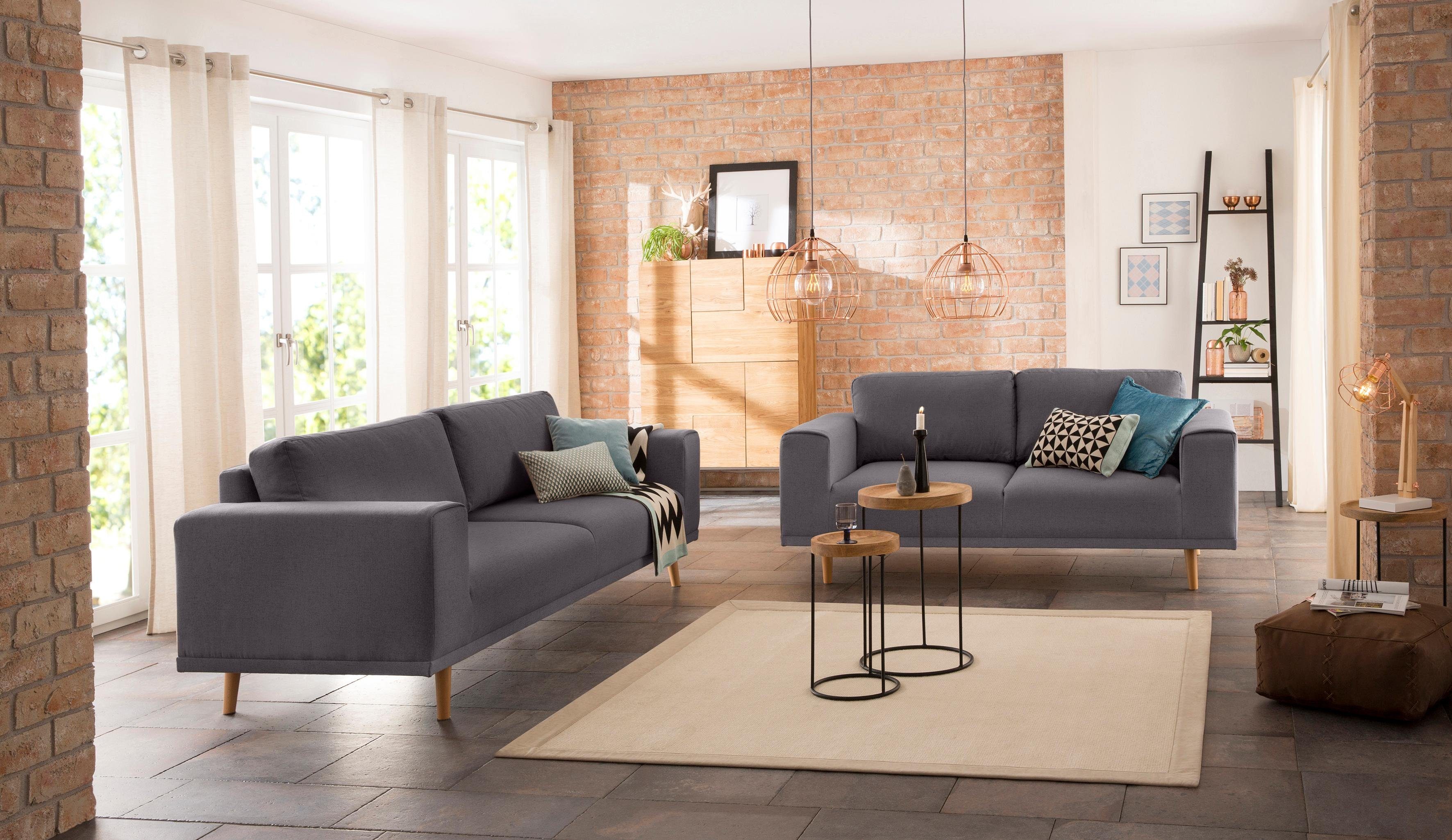 Home affaire 3-zitsbank Lasse in scandinavische stijl met houten poten