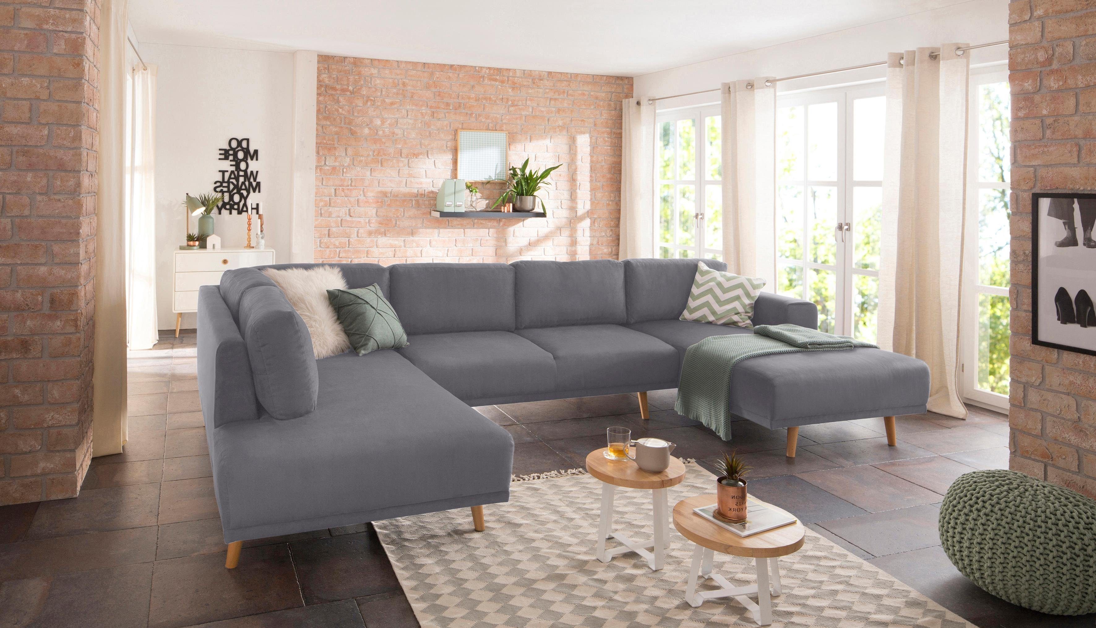 Home affaire Zithoek Lasse U-vorm in scandinavische stijl met houten poten