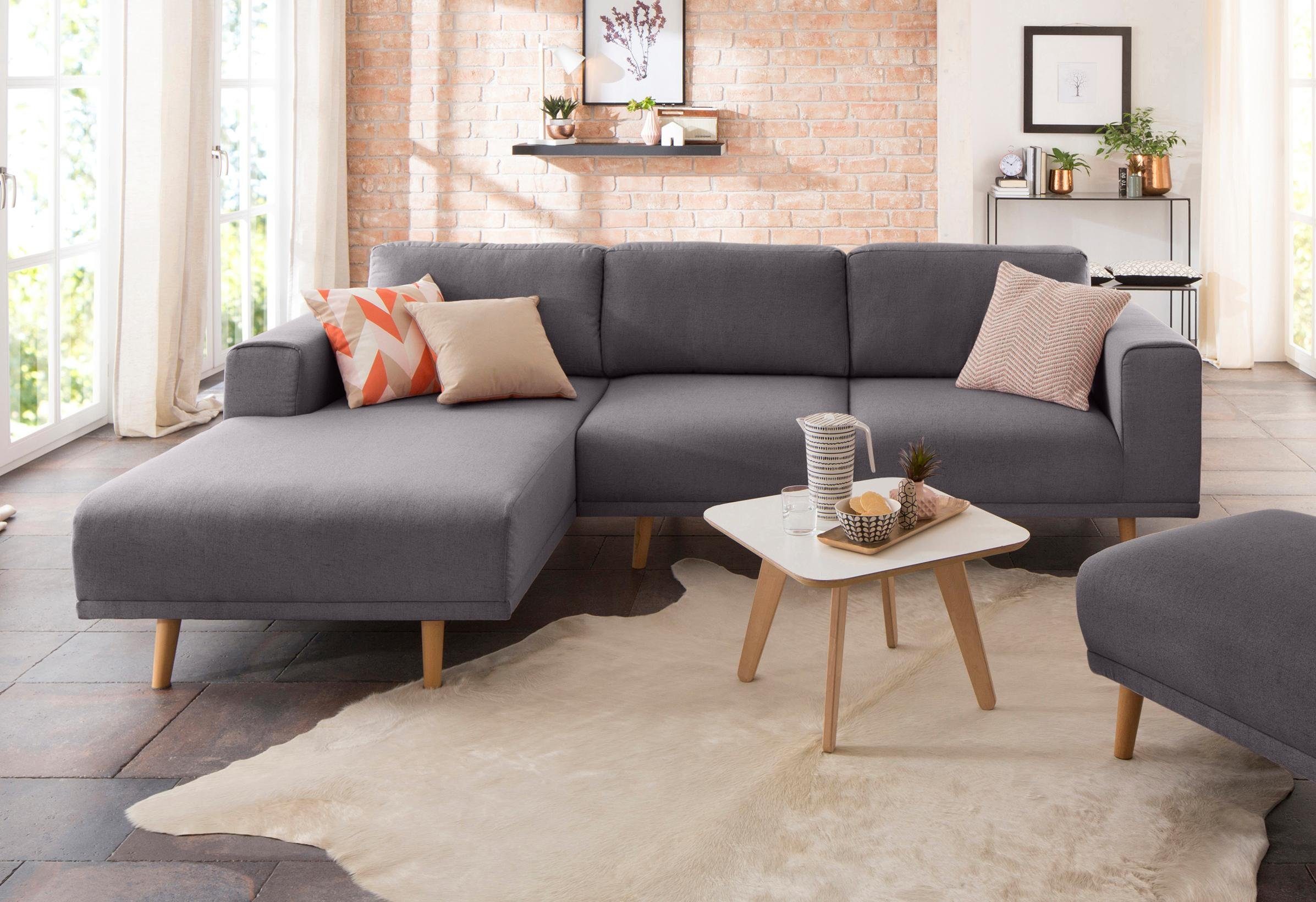 Home affaire Hoekbank Lasse L-vorm in scandinavische stijl met houten poten