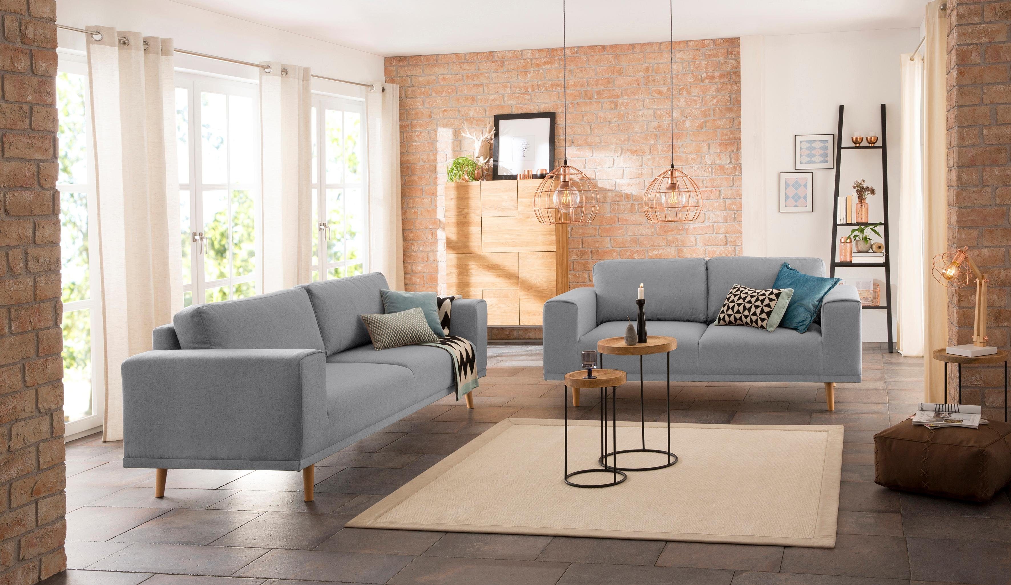 Home affaire 3-zitsbank Lasse in scandinavische stijl met houten poten