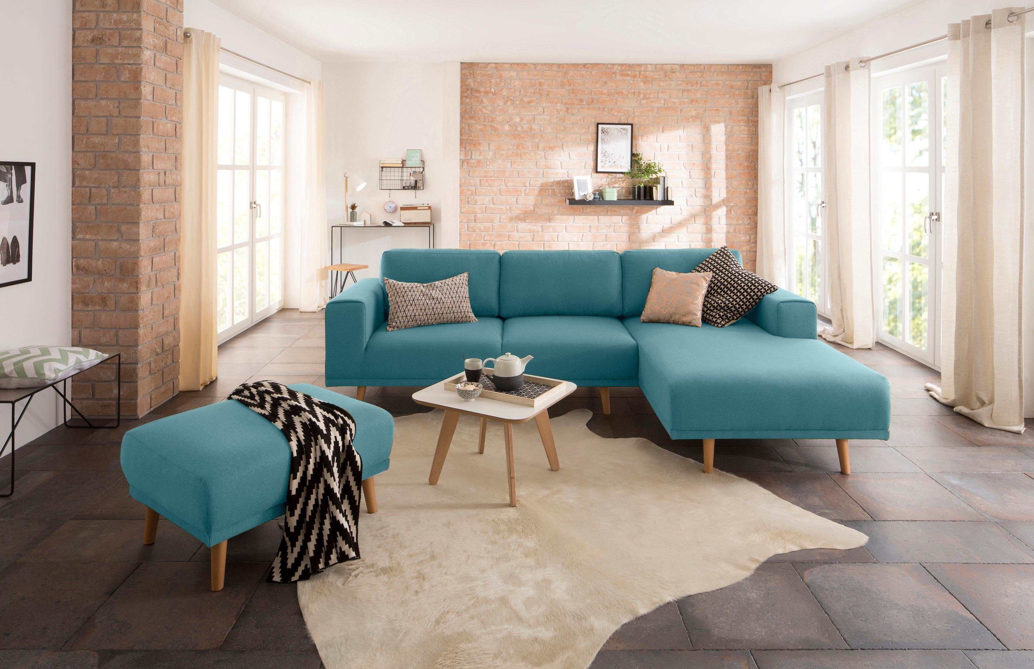 Home affaire Hoekbank Lasse L-vorm in scandinavische stijl met houten poten