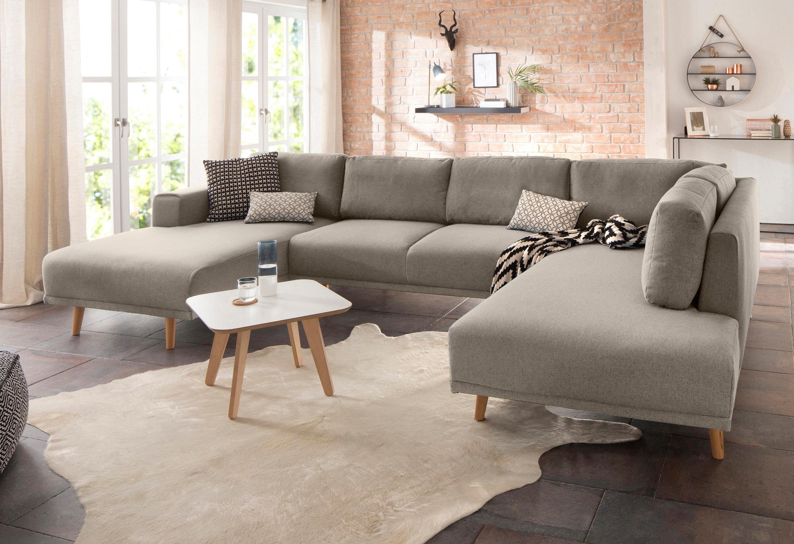 Home affaire Zithoek Lasse U-vorm in scandinavische stijl met houten poten
