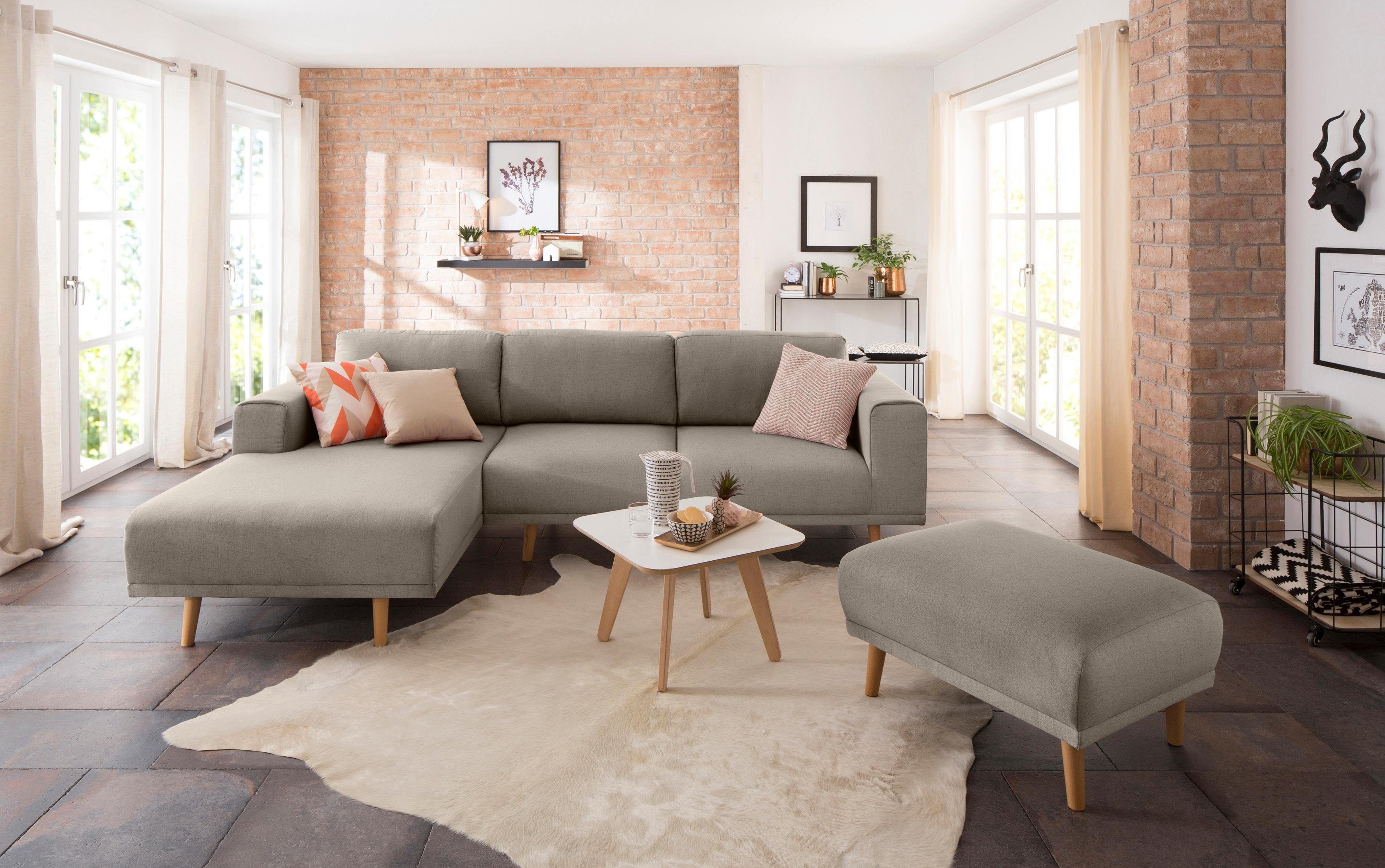 Home affaire Hoekbank Lasse L-vorm in scandinavische stijl met houten poten