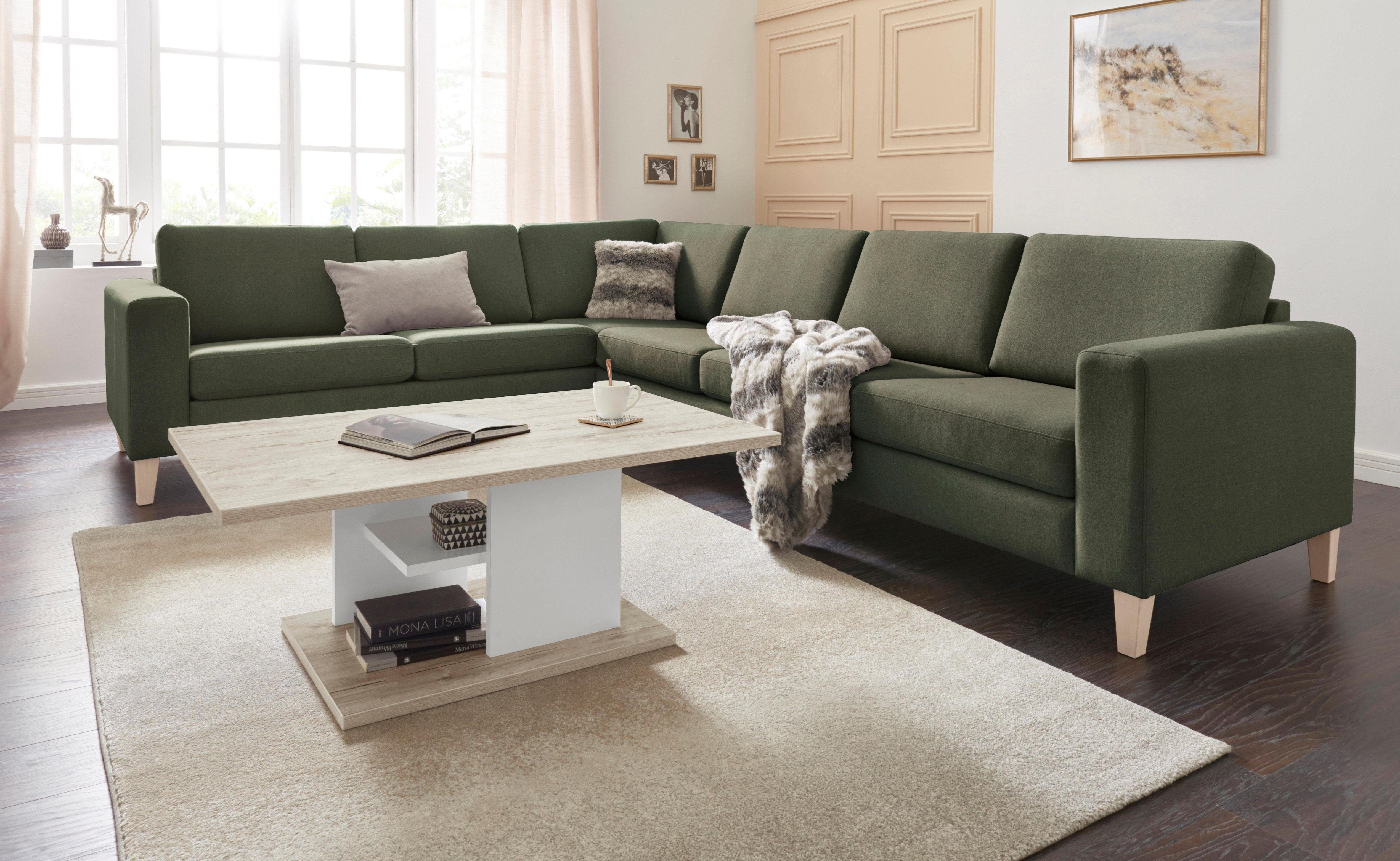 ATLANTIC home collection Hoekbank Terra L-vorm met golfvering, lange zijde links of rechts te monteren