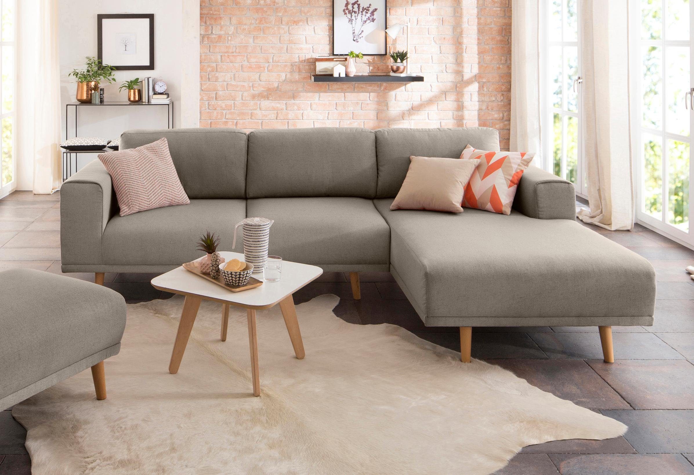 Home affaire Hoekbank Lasse L-vorm in scandinavische stijl met houten poten