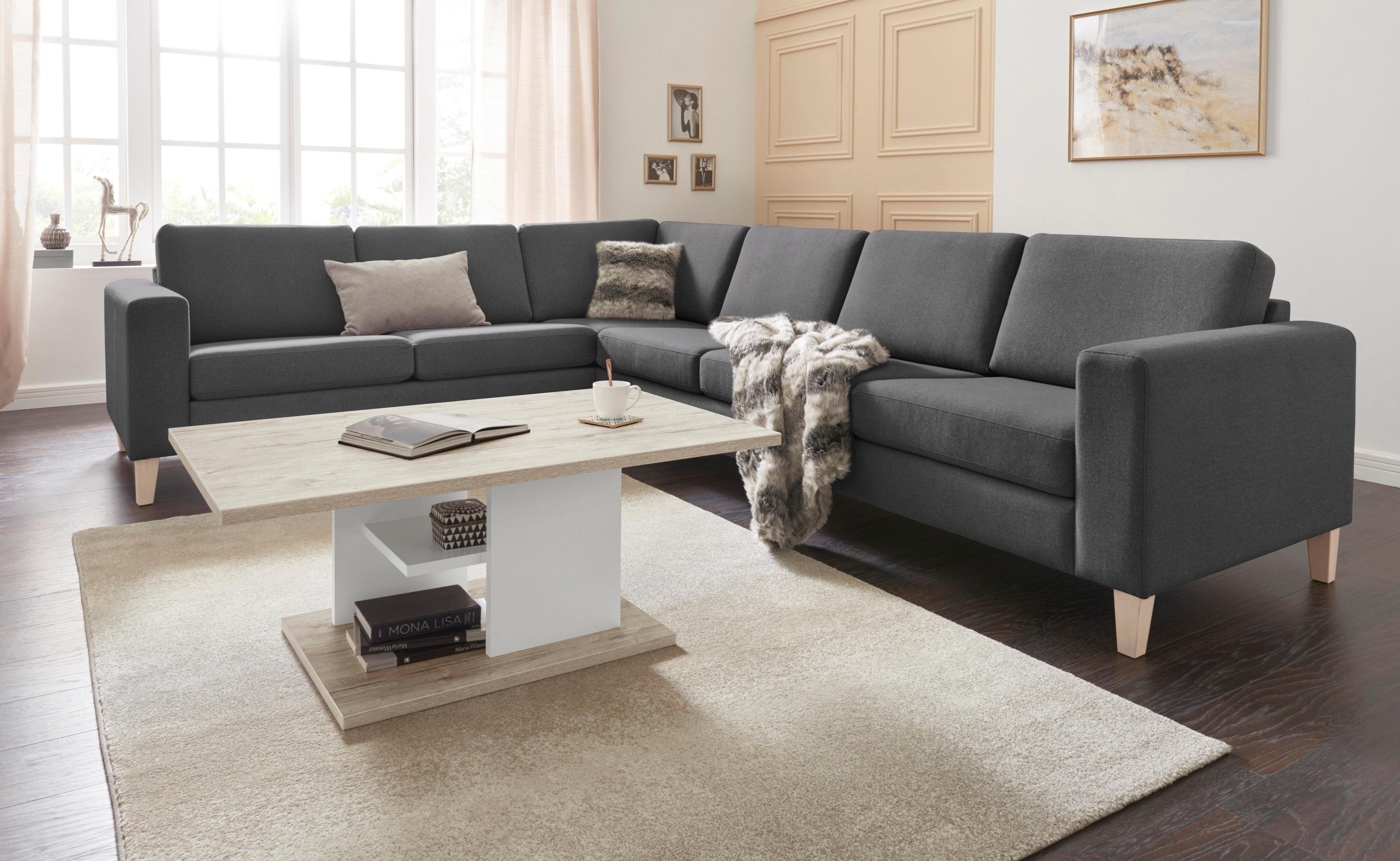 ATLANTIC home collection Hoekbank Terra L-vorm met golfvering, lange zijde links of rechts te monteren
