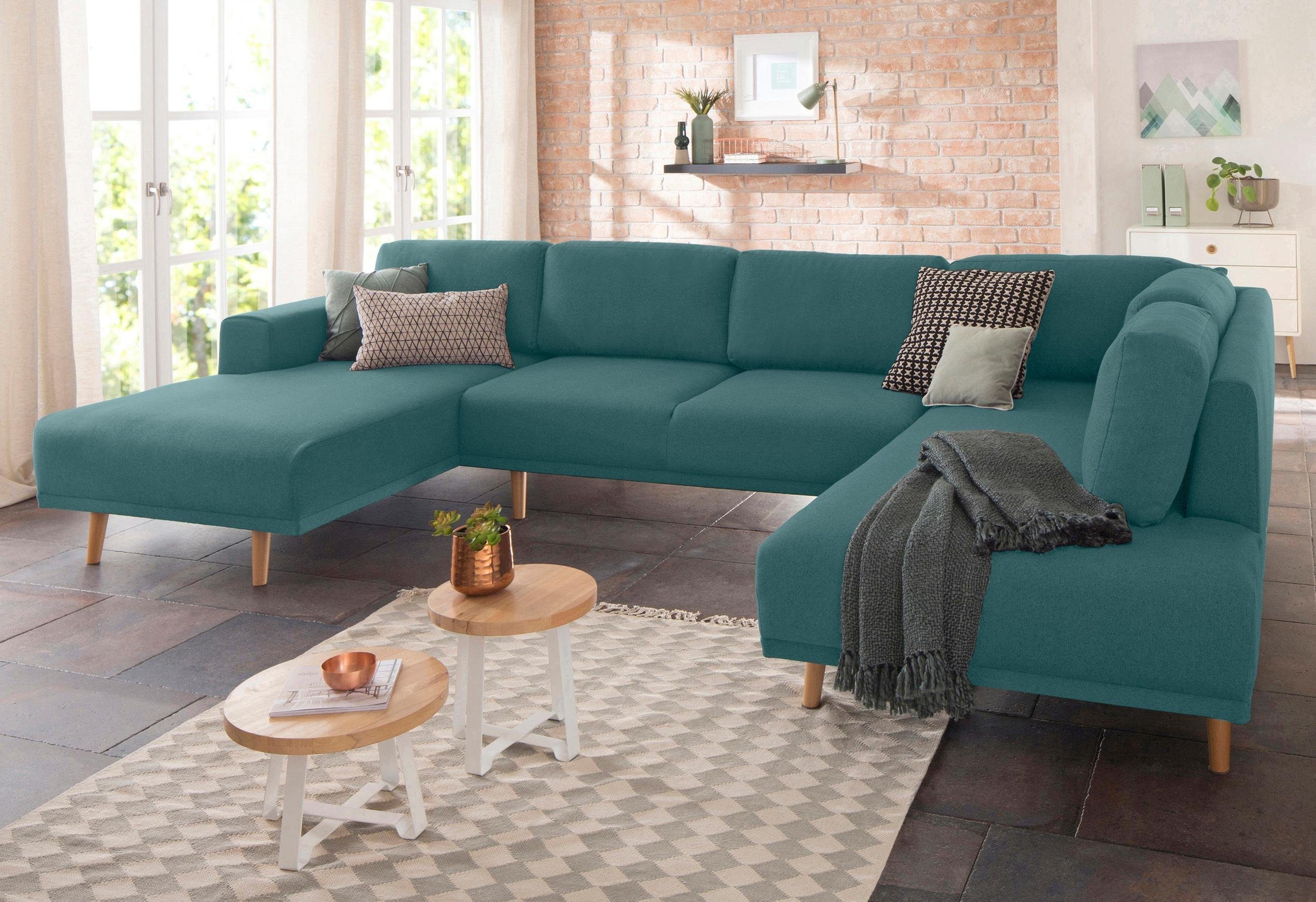 Home affaire Zithoek Lasse U-vorm in scandinavische stijl met houten poten
