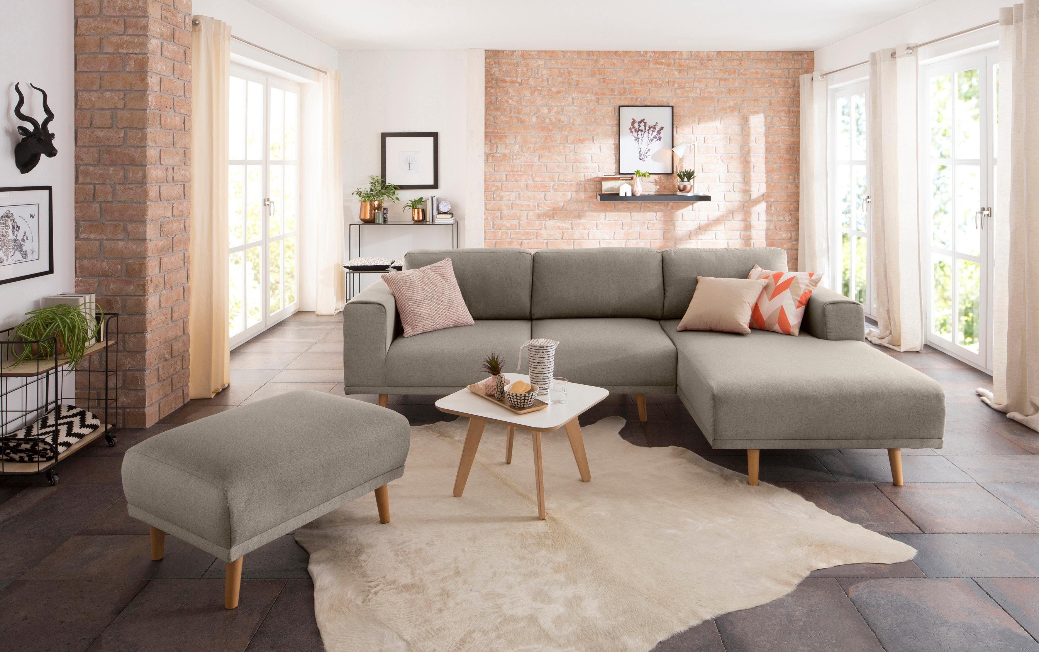 Home affaire Hoekbank Lasse L-vorm in scandinavische stijl met houten poten