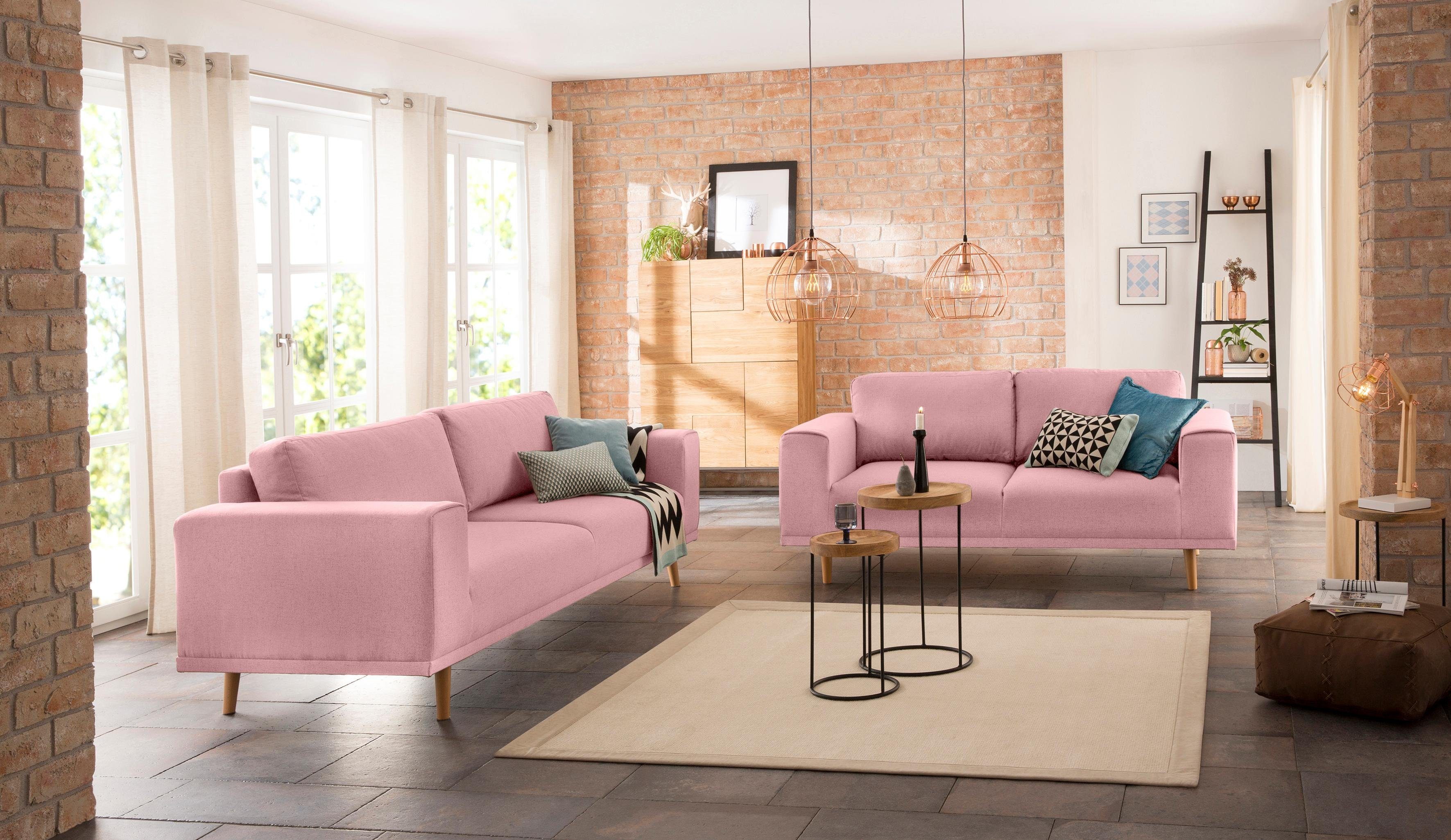 Home affaire 3-zitsbank Lasse in scandinavische stijl met houten poten