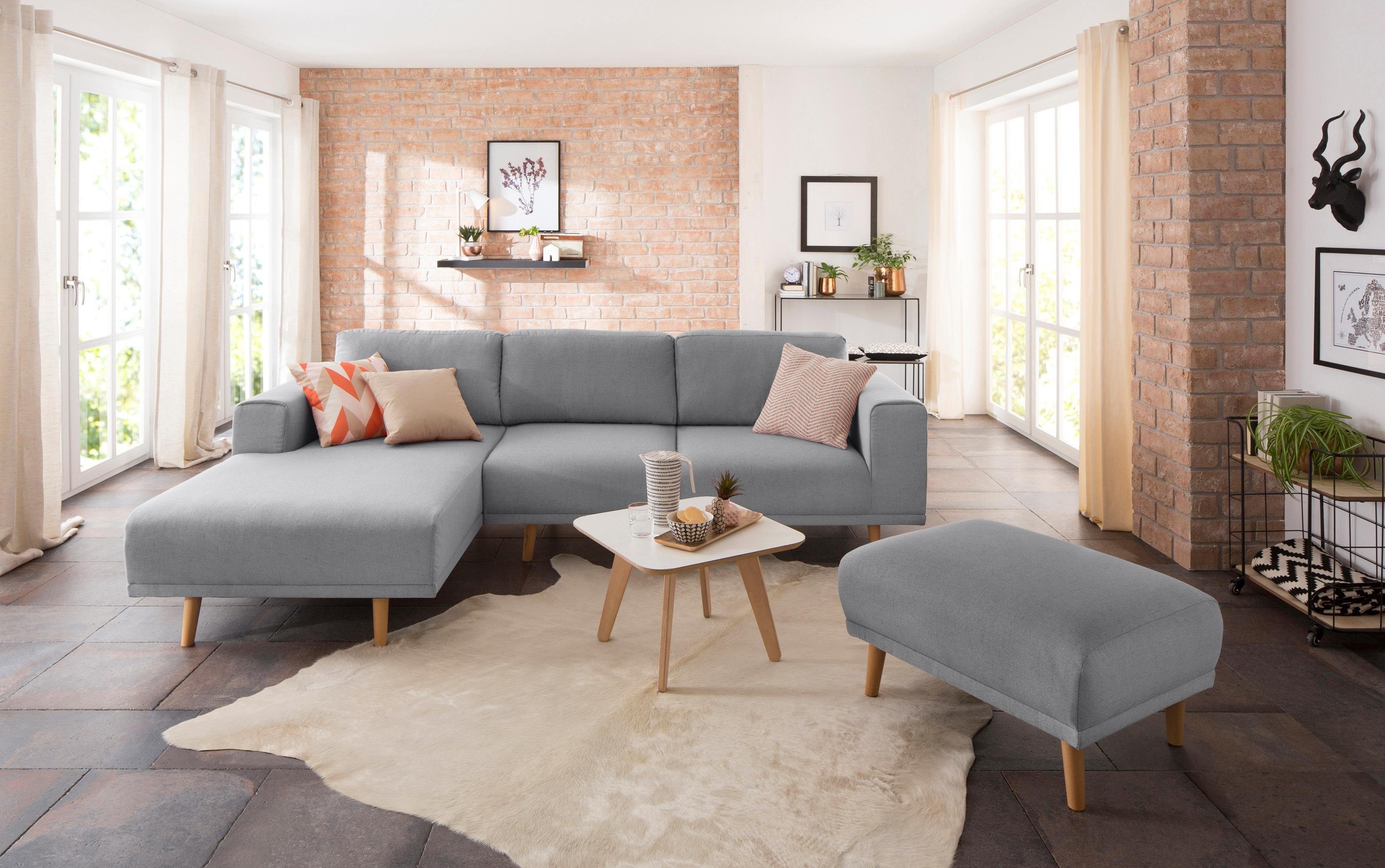 Home affaire Hoekbank Lasse L-vorm in scandinavische stijl met houten poten